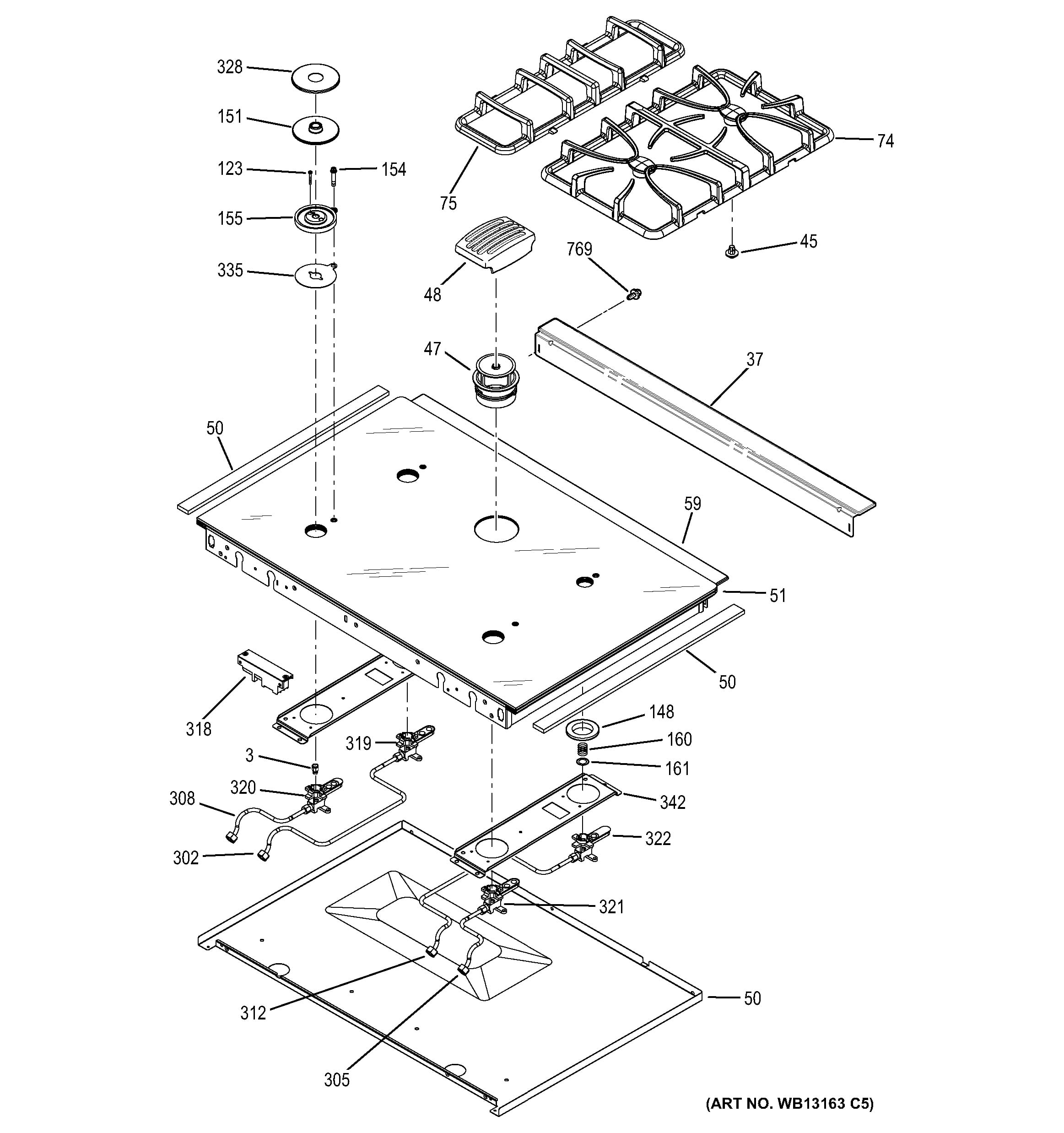 Assembly View for COOKTOP | JGS968SH1SS