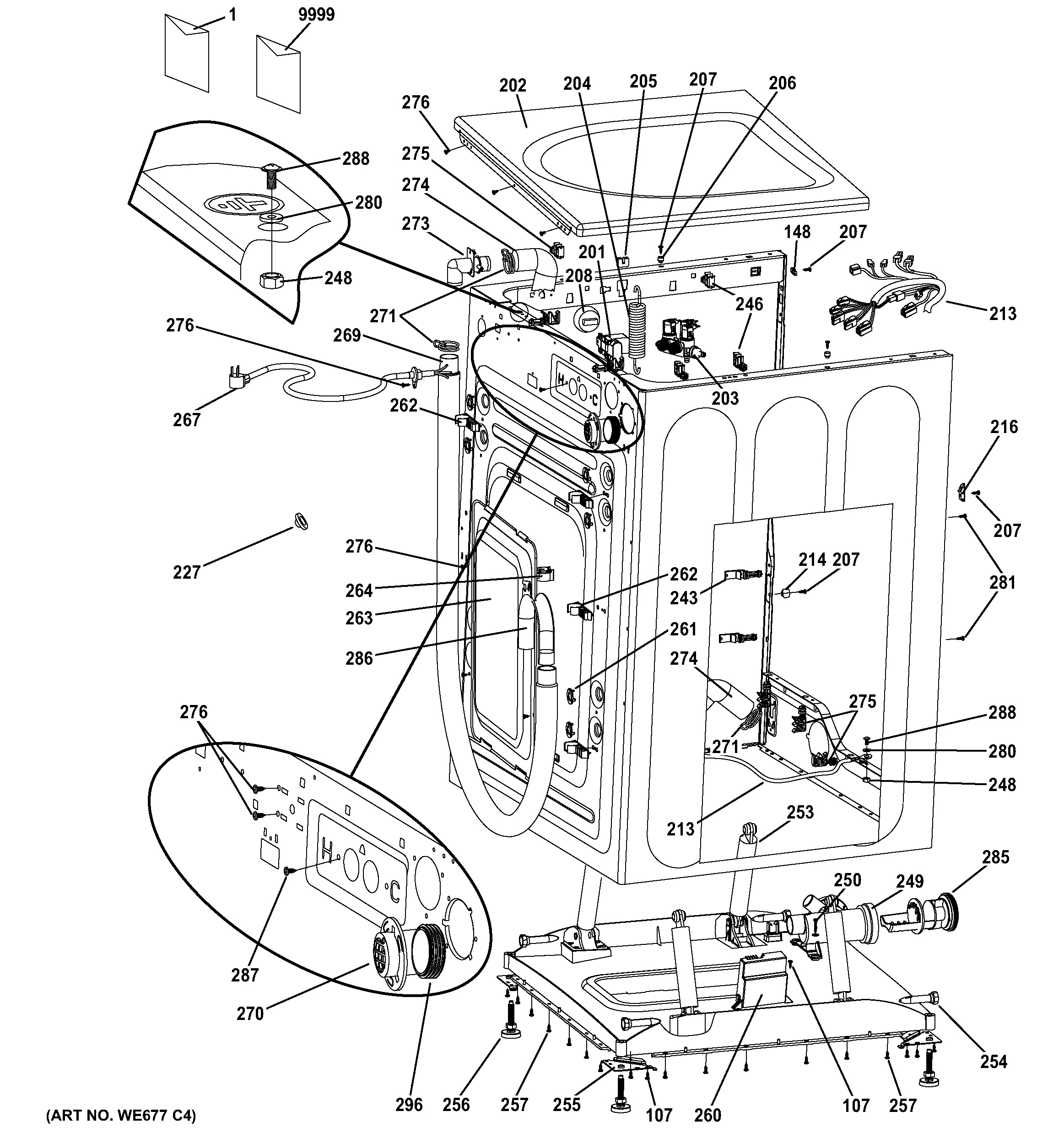 Assembly View for CABINET & TOP PANEL | GFWH1200D1WW