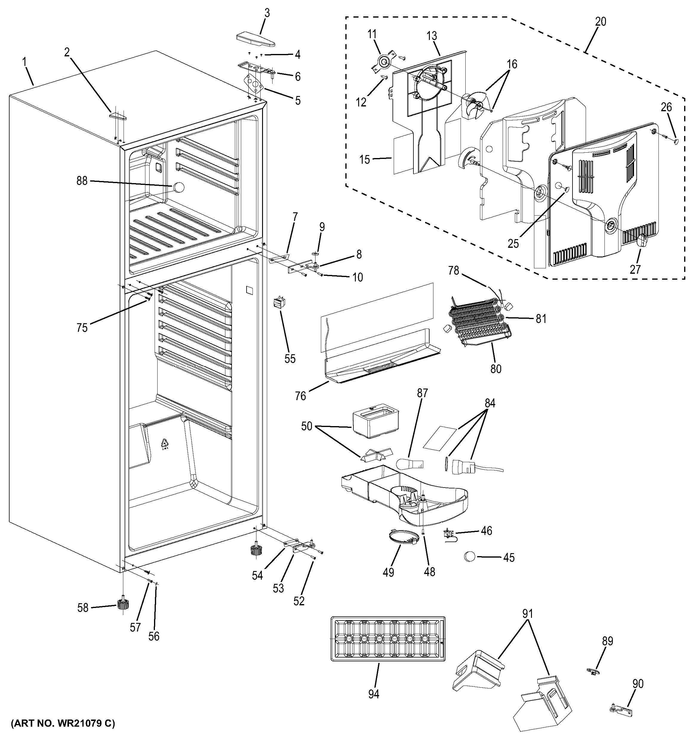 Assembly View for CABINET | GPS12FGHCWW