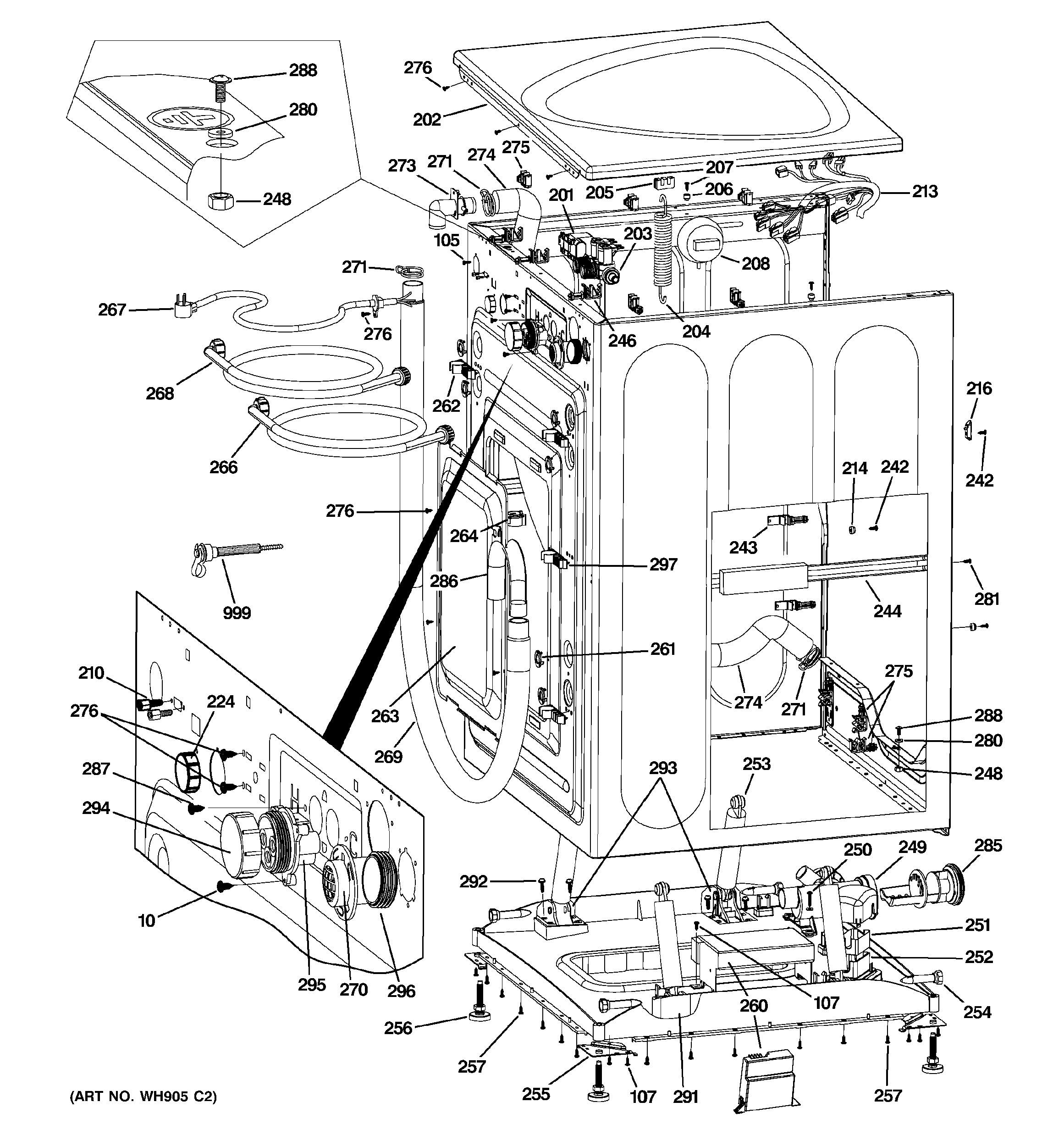 Assembly View for CABINET & TOP PANEL | WPDH8800J0WW