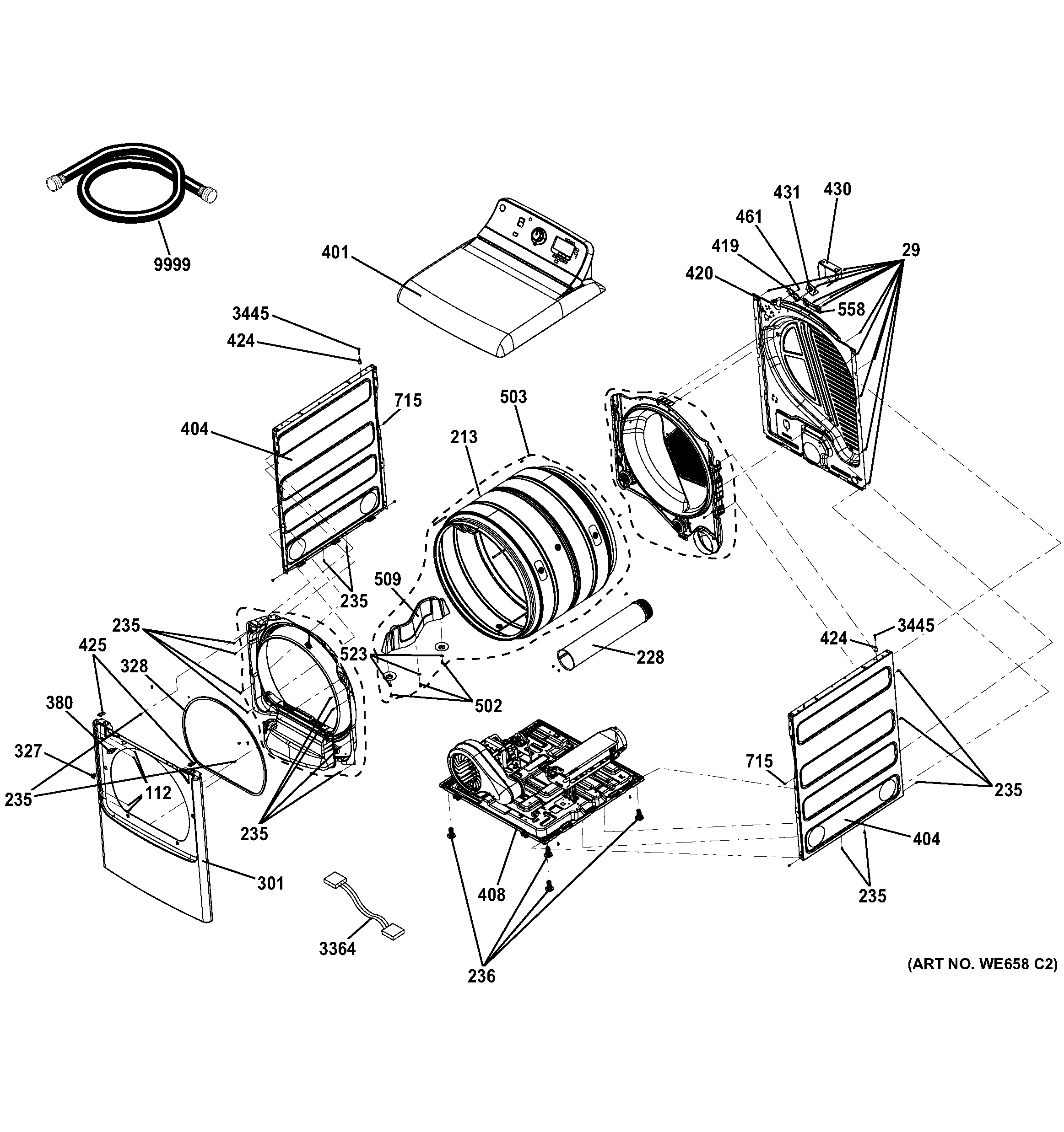 Assembly View for CABINET | GTDP740ED1WW