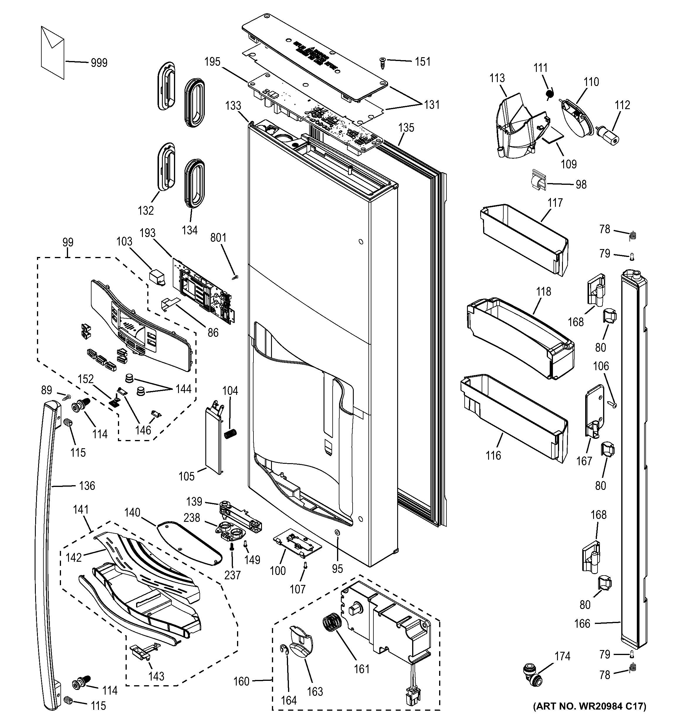 Assembly View for DISPENSER DOOR PFE28RSHESS