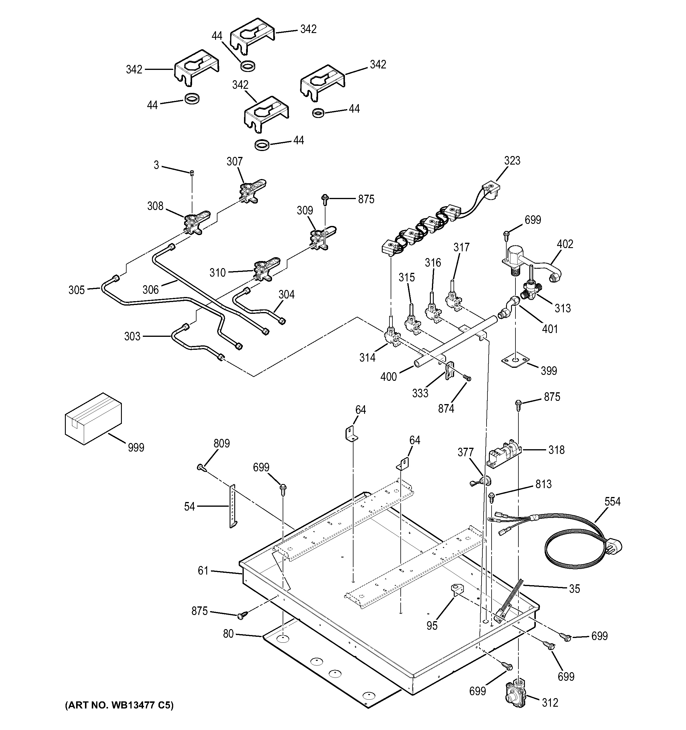 Assembly View for GAS & BURNER PARTS JGP940SEK1SS