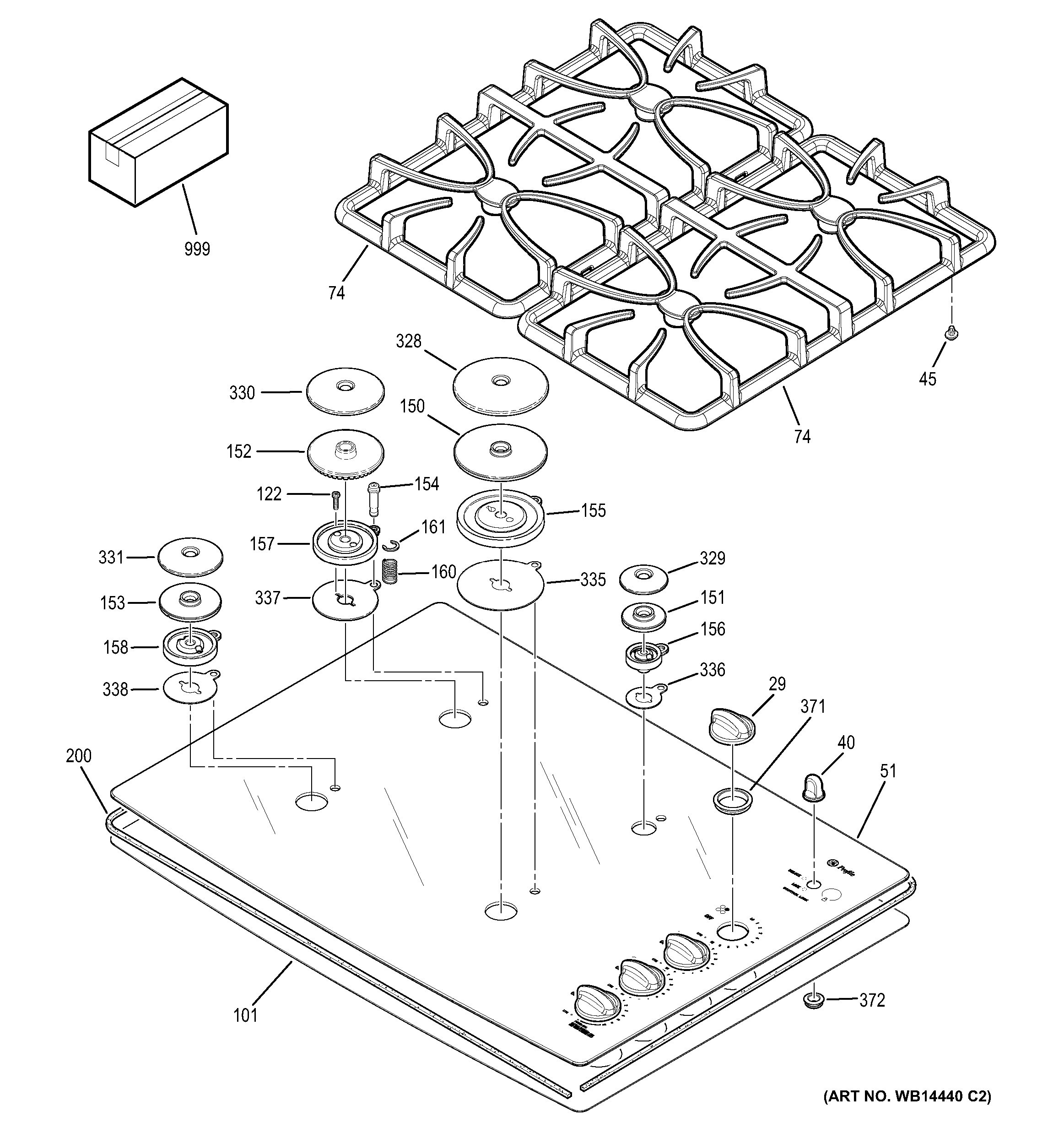 Assembly View for CONTROL PANEL & COOKTOP | JGP940SEK2SS