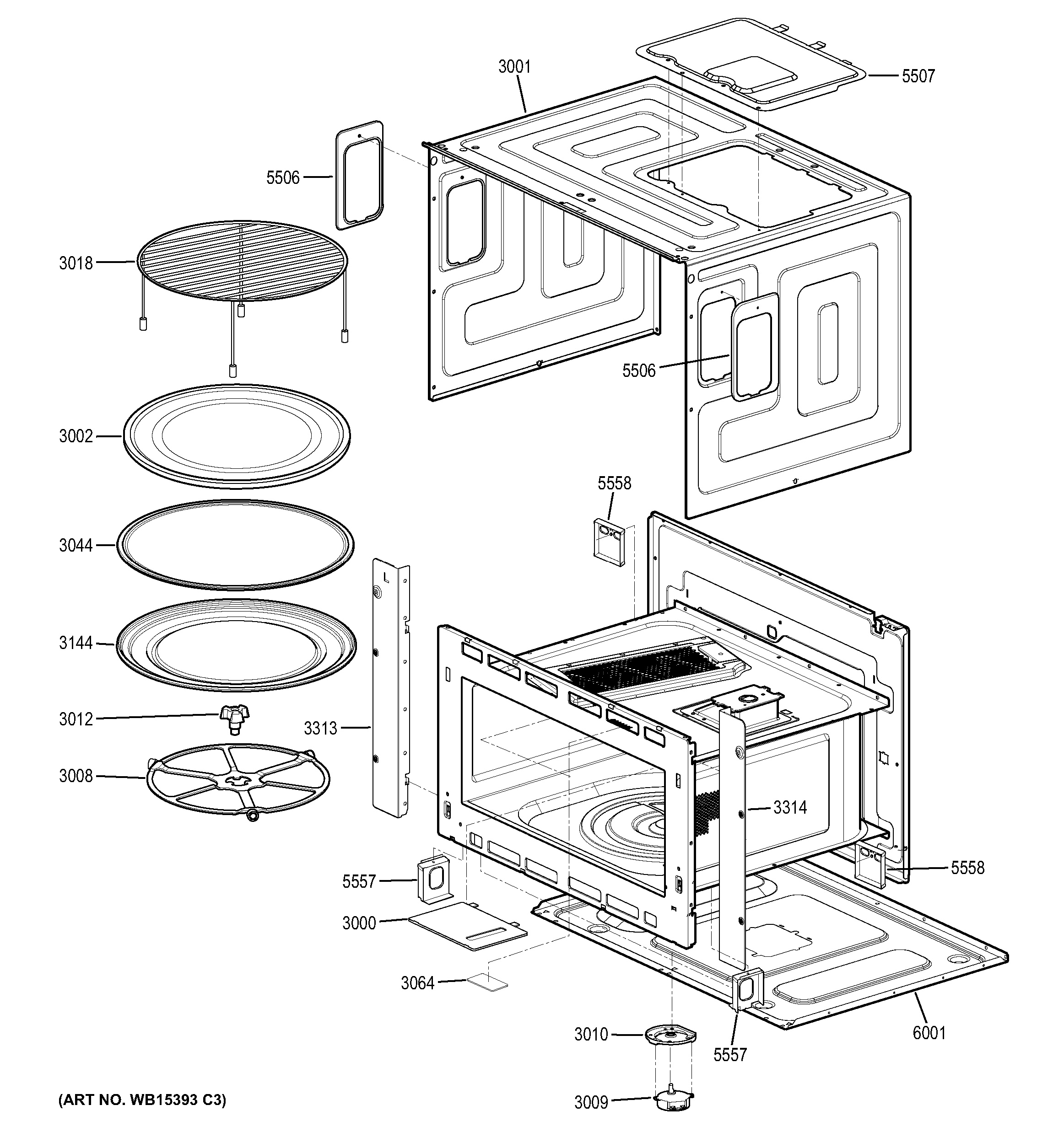 Assembly View for OVEN CAVITY PARTS PT9800SH3SS