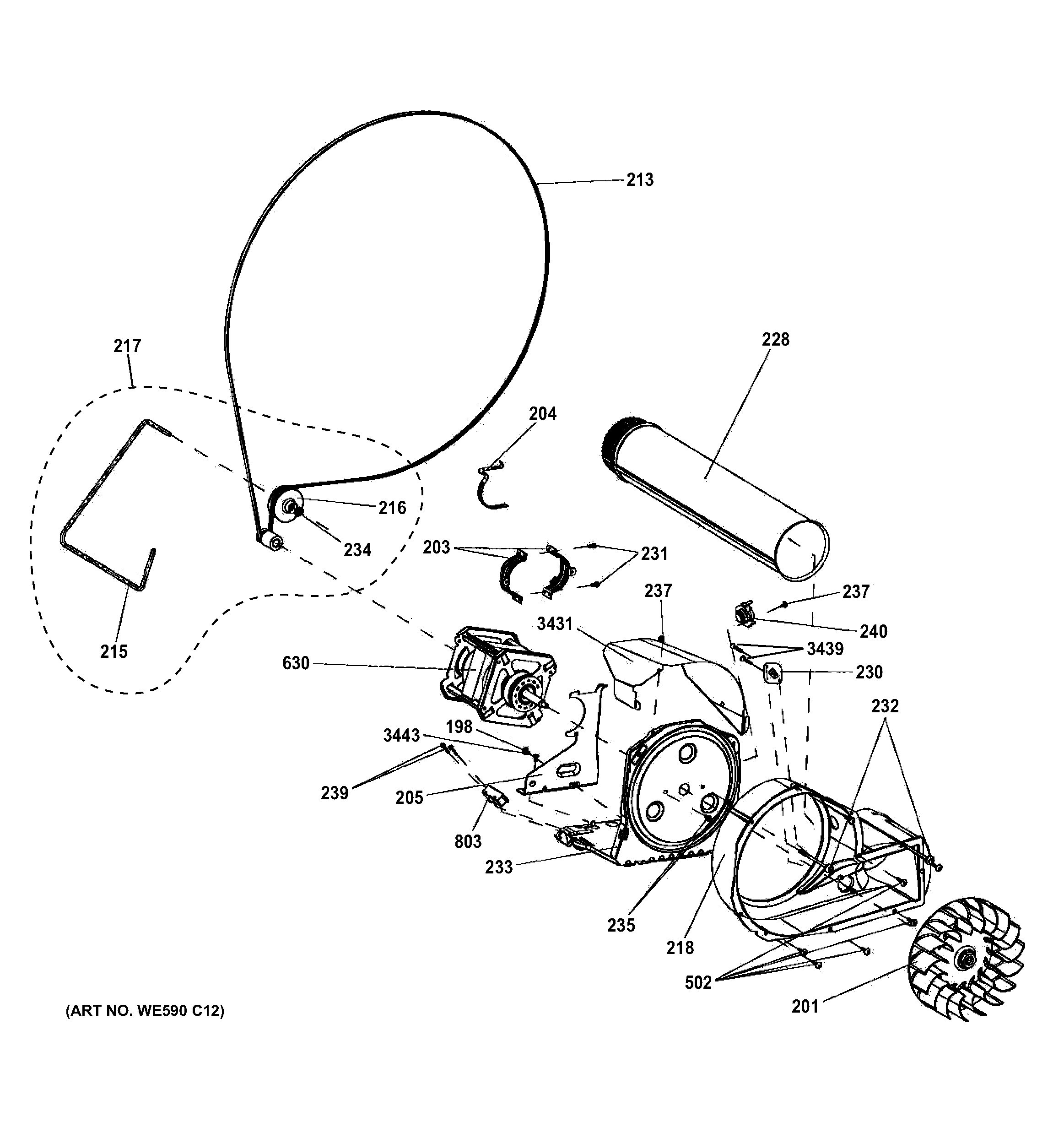 Assembly View for BLOWER & MOTOR GFDS140ED0WW