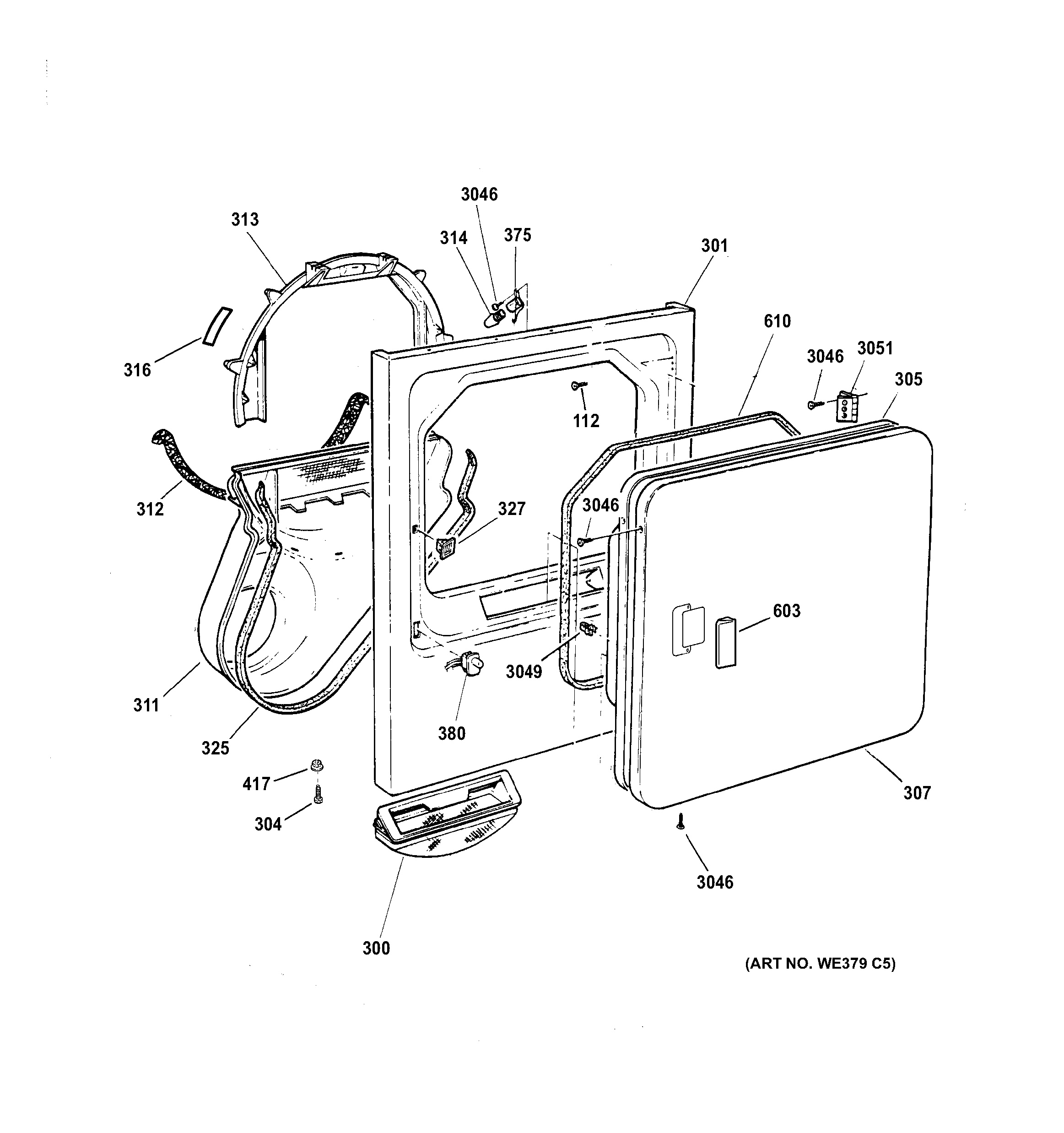 Assembly View for FRONT PANEL & DOOR | DBXR453GT5WW