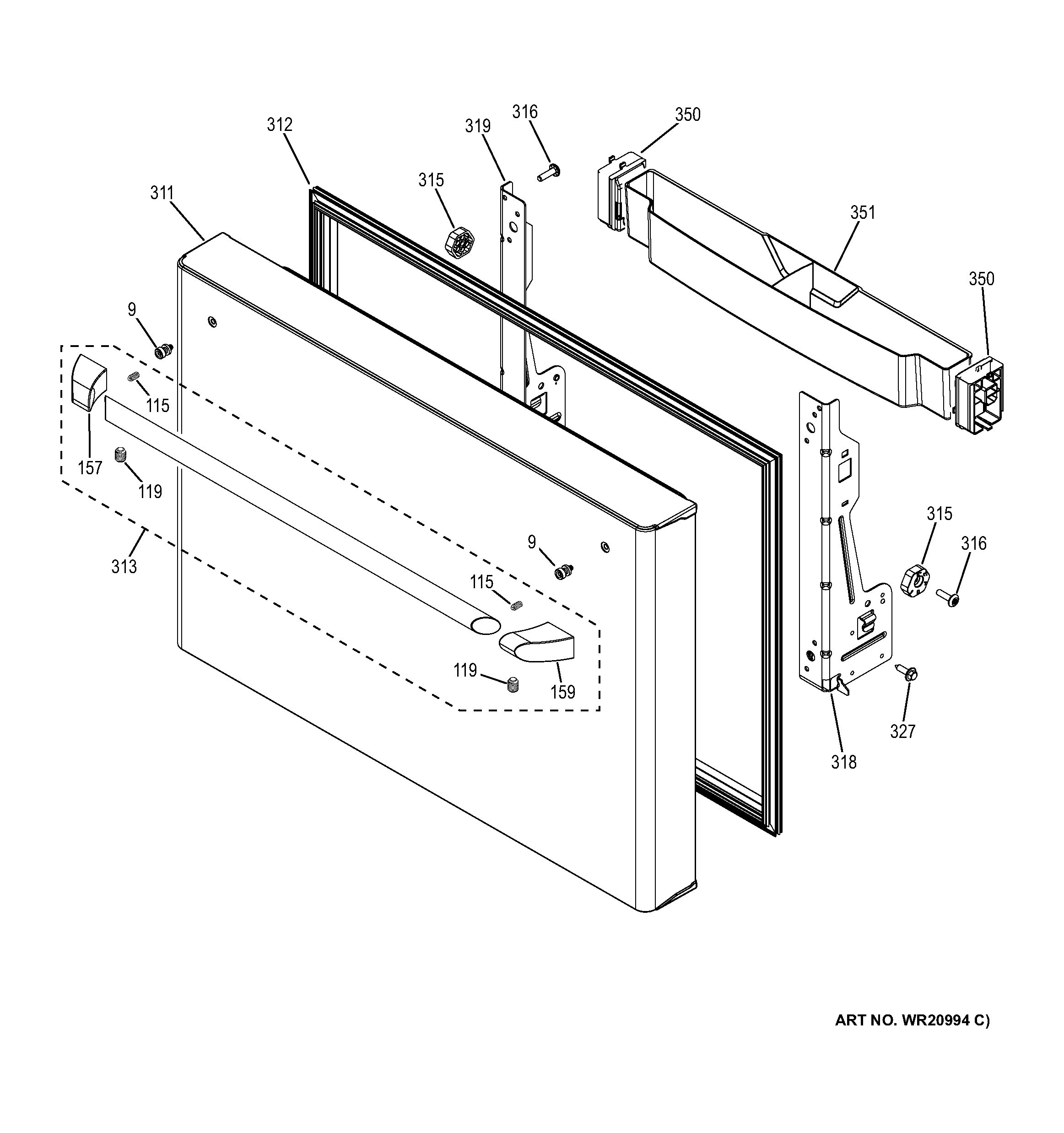 Assembly View for FREEZER DOOR | CYE22TSHBSS