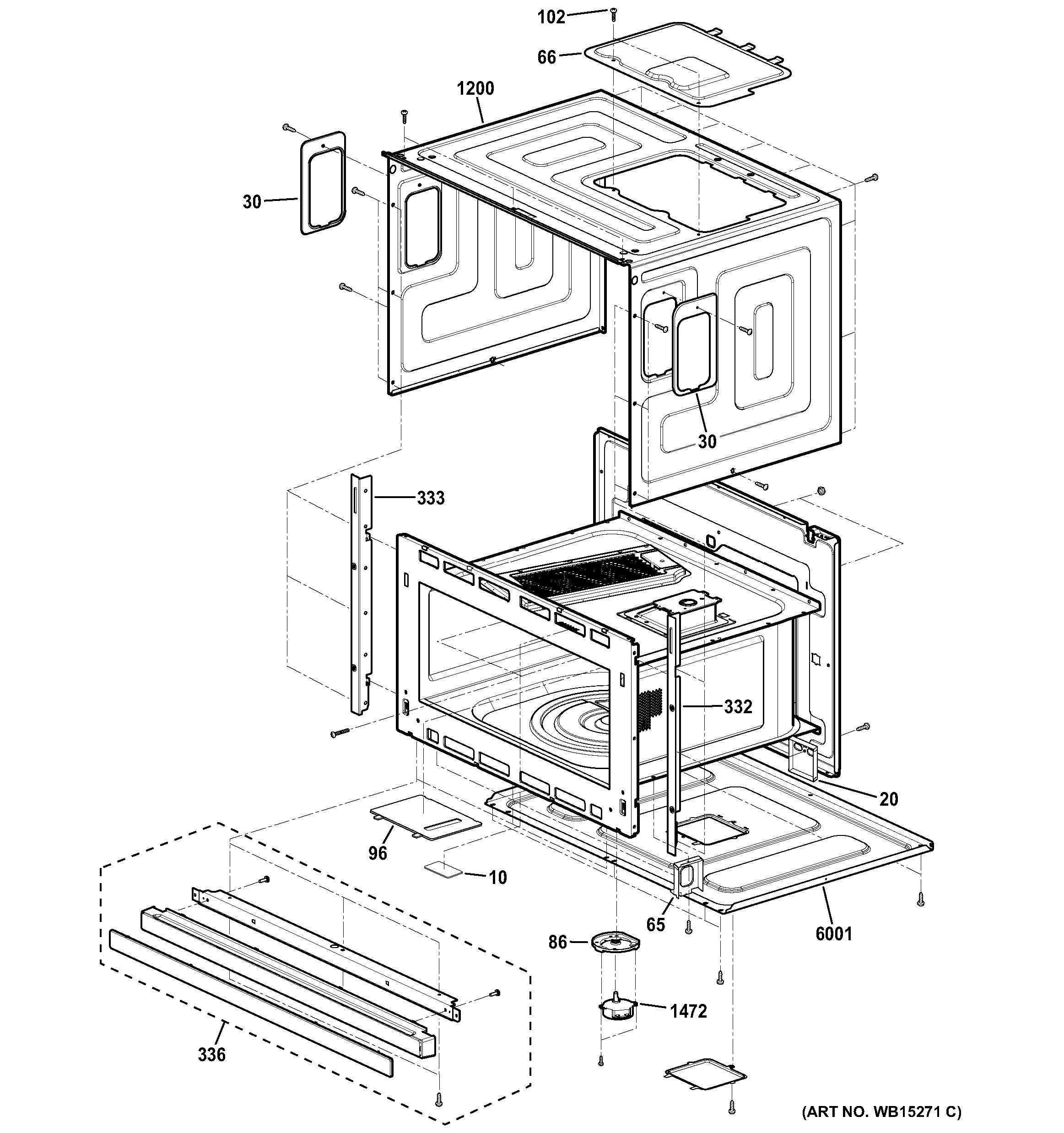 Assembly View for OVEN CAVITY PARTS PSB9100SF1SS