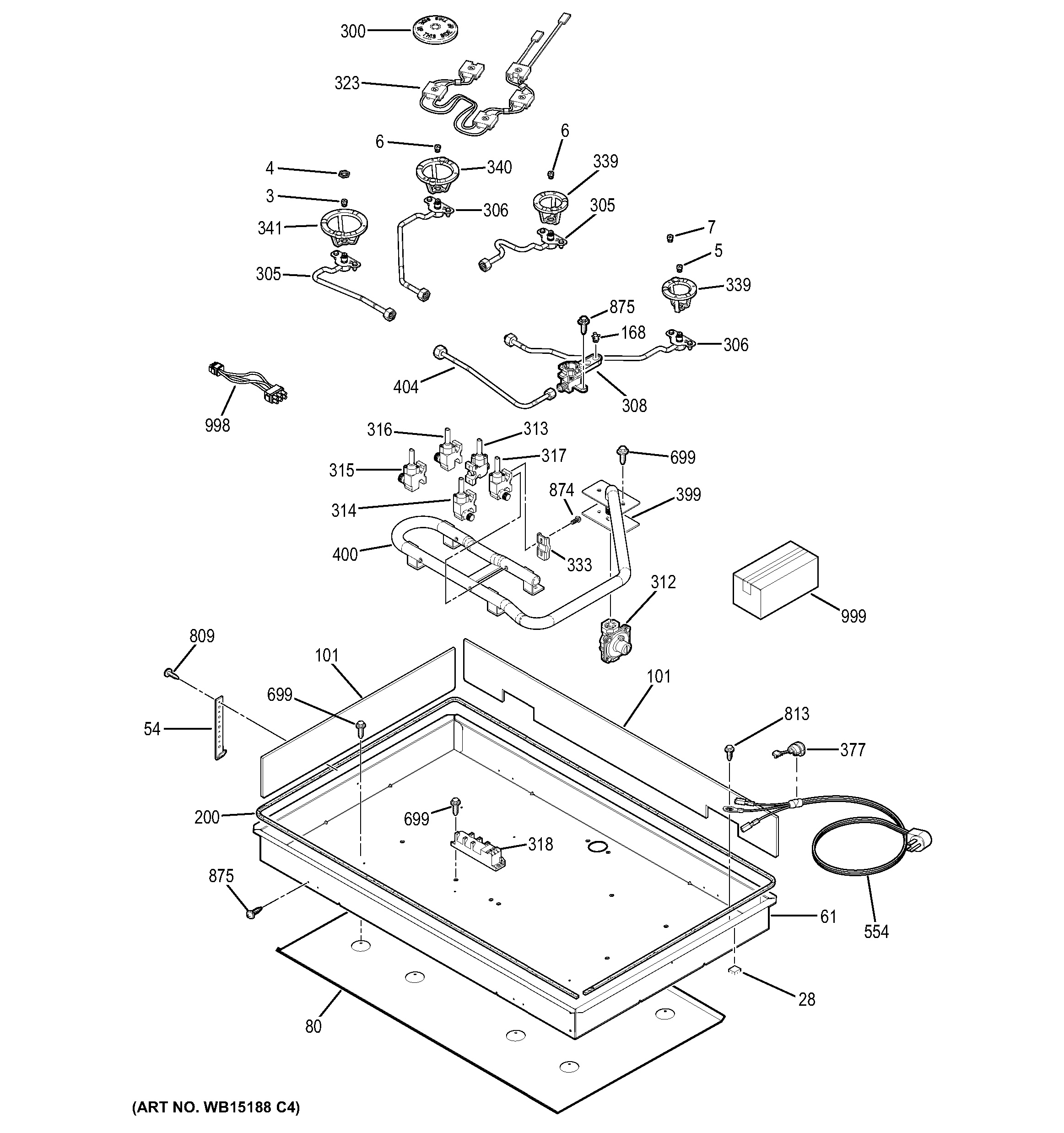 Assembly View for GAS & BURNER PARTS PGP966SET1SS