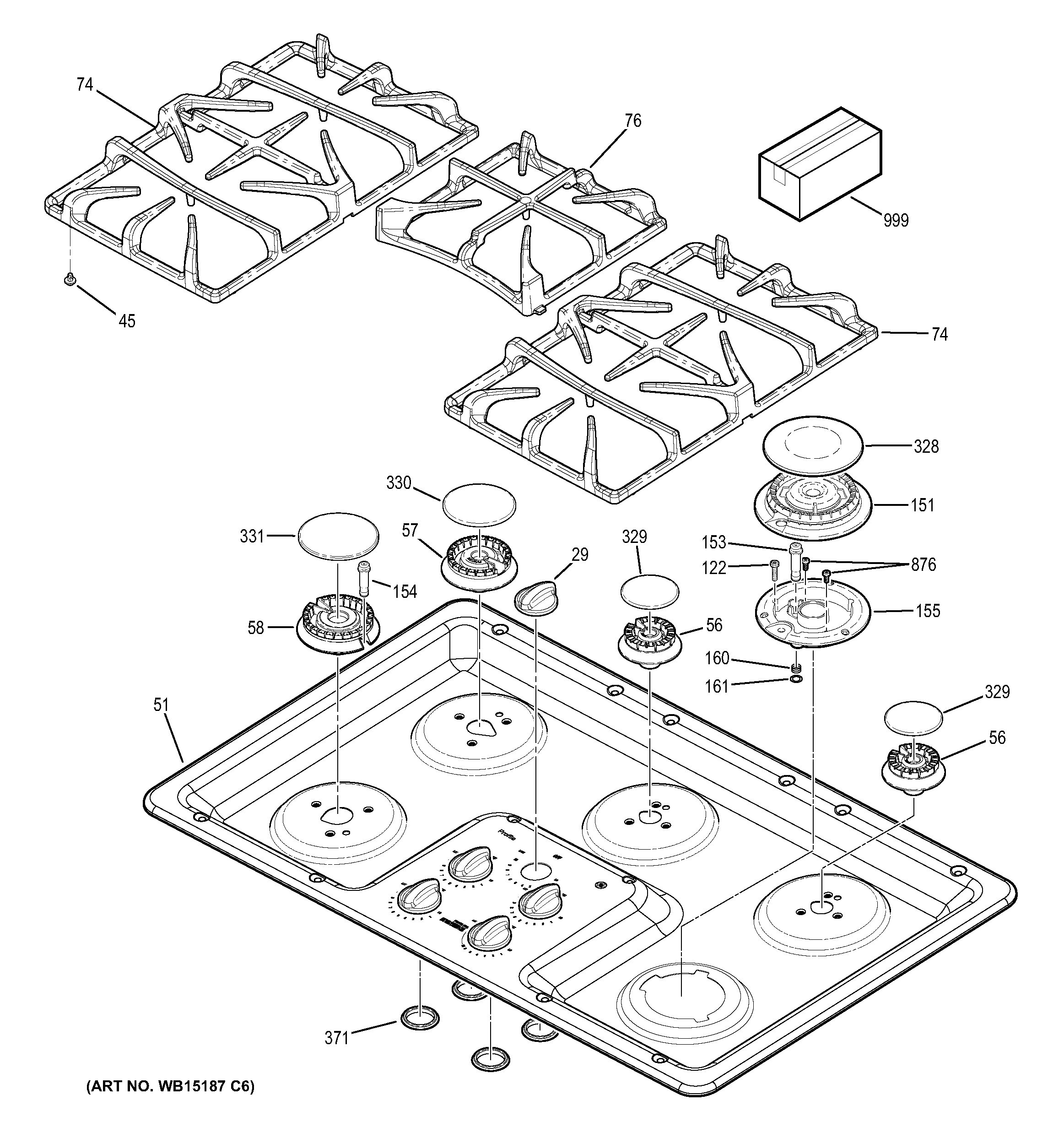 Assembly View for CONTROL PANEL & COOKTOP | PGP966SET5SS