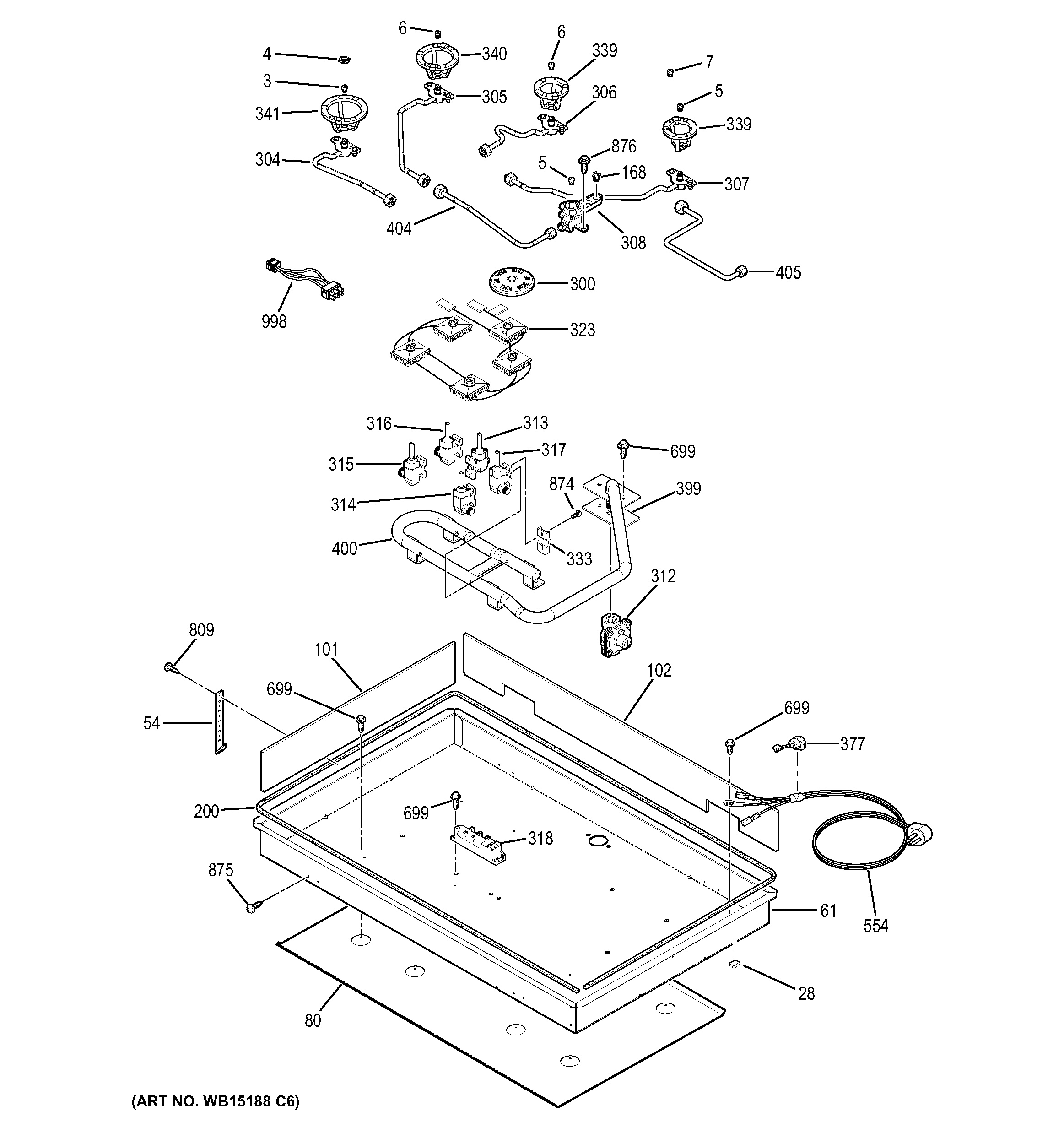 Assembly View for GAS & BURNER PARTS | PGP966SET5SS