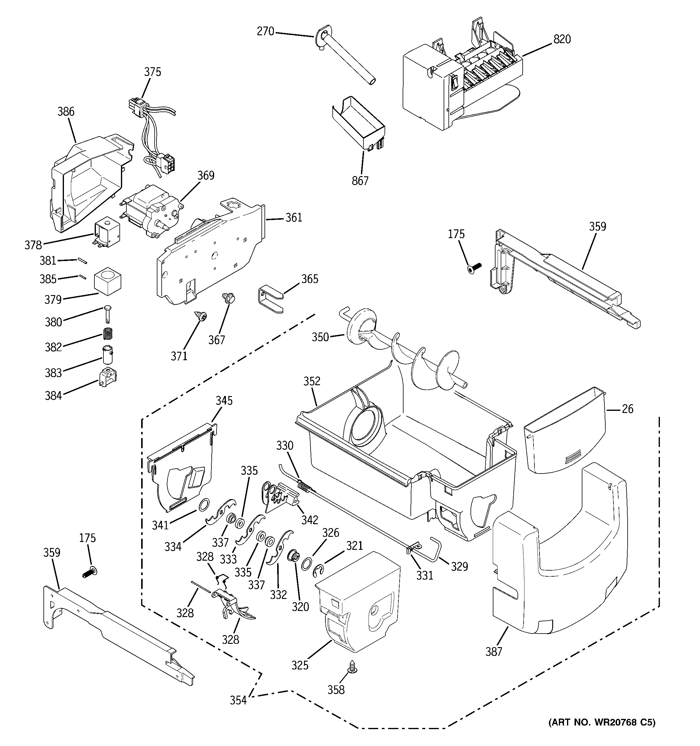 Assembly View for ICE MAKER & DISPENSER GSE25GSHECSS