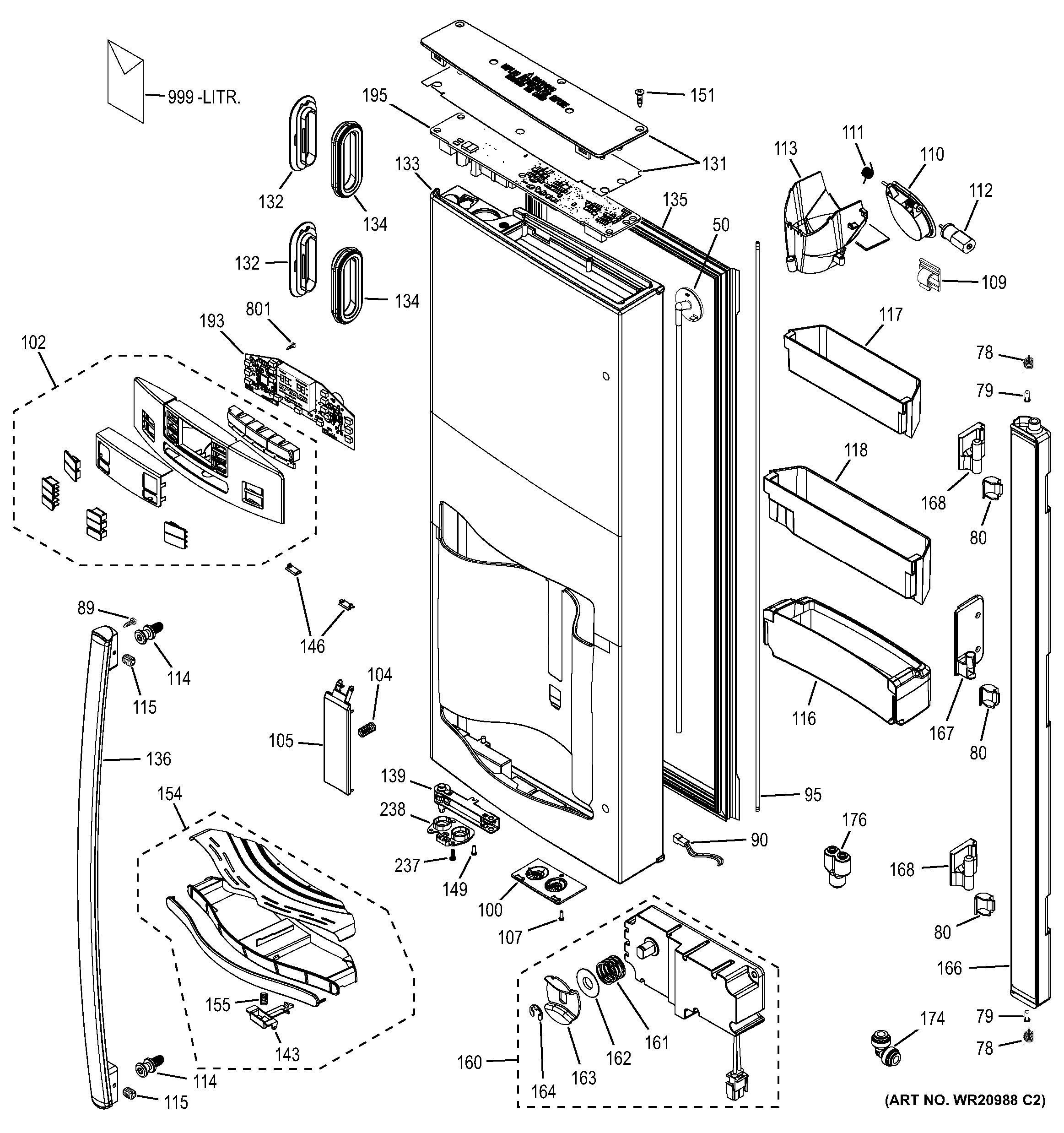 Assembly View for DISPENSER DOOR GFE29HSDASS