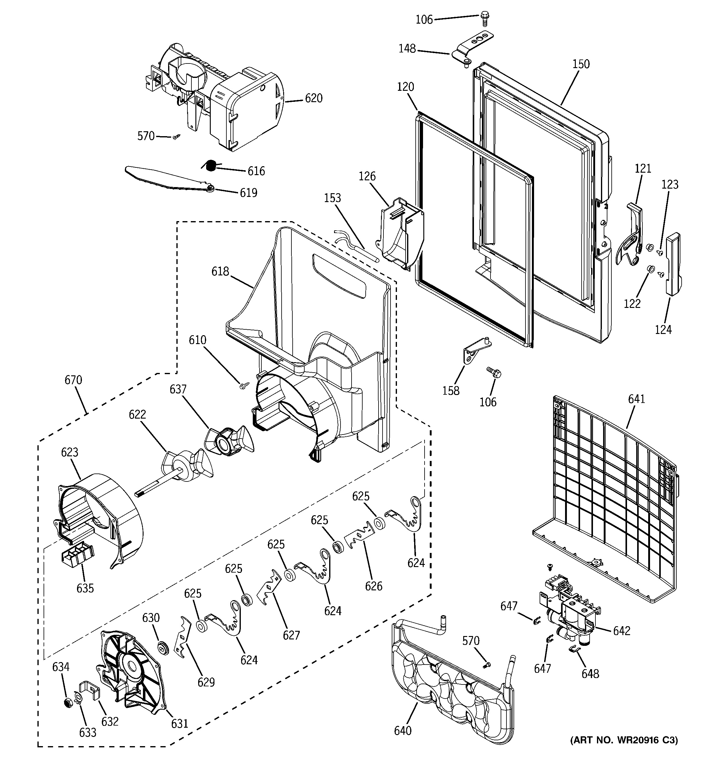 Assembly View for ICE MAKER & DISPENSER GFE29HSDASS