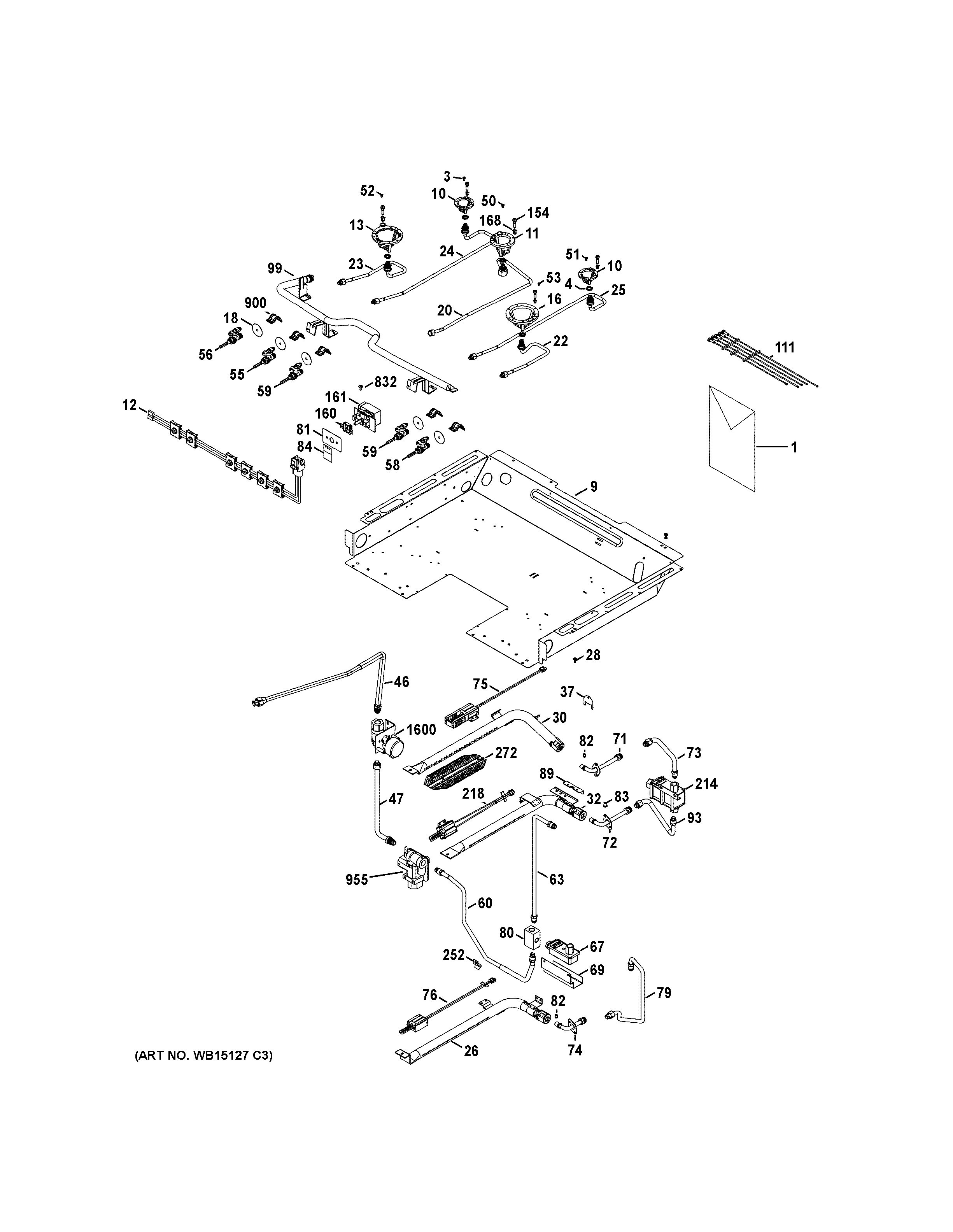 Assembly View for GAS & BURNER PARTS | JGB870SET1SS