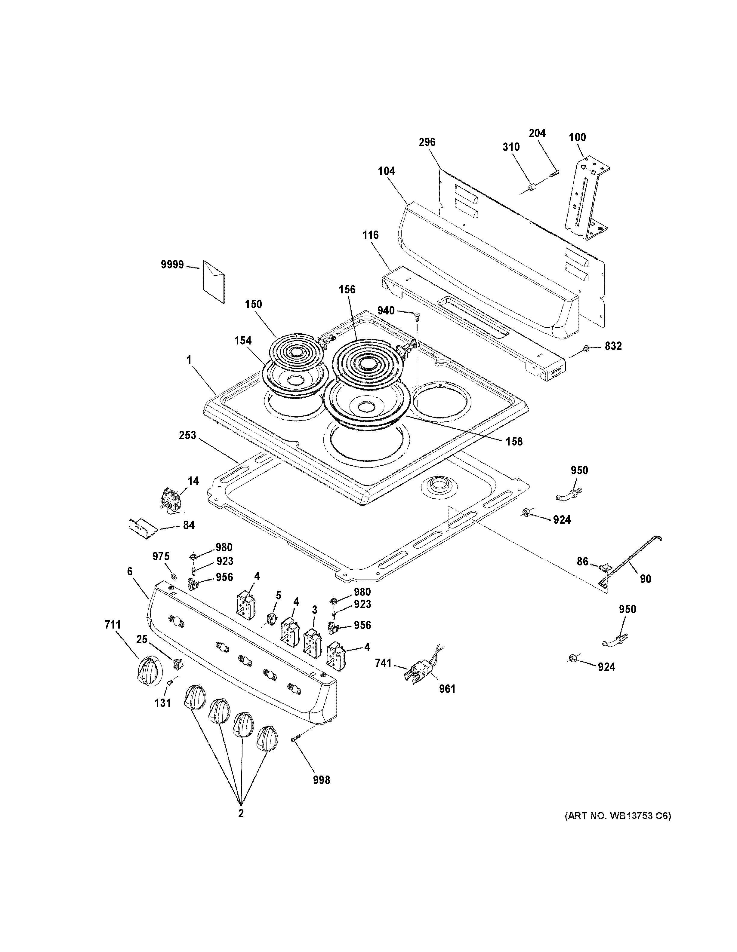 Assembly View for CONTROL PANEL & COOKTOP | RA824DD1WW