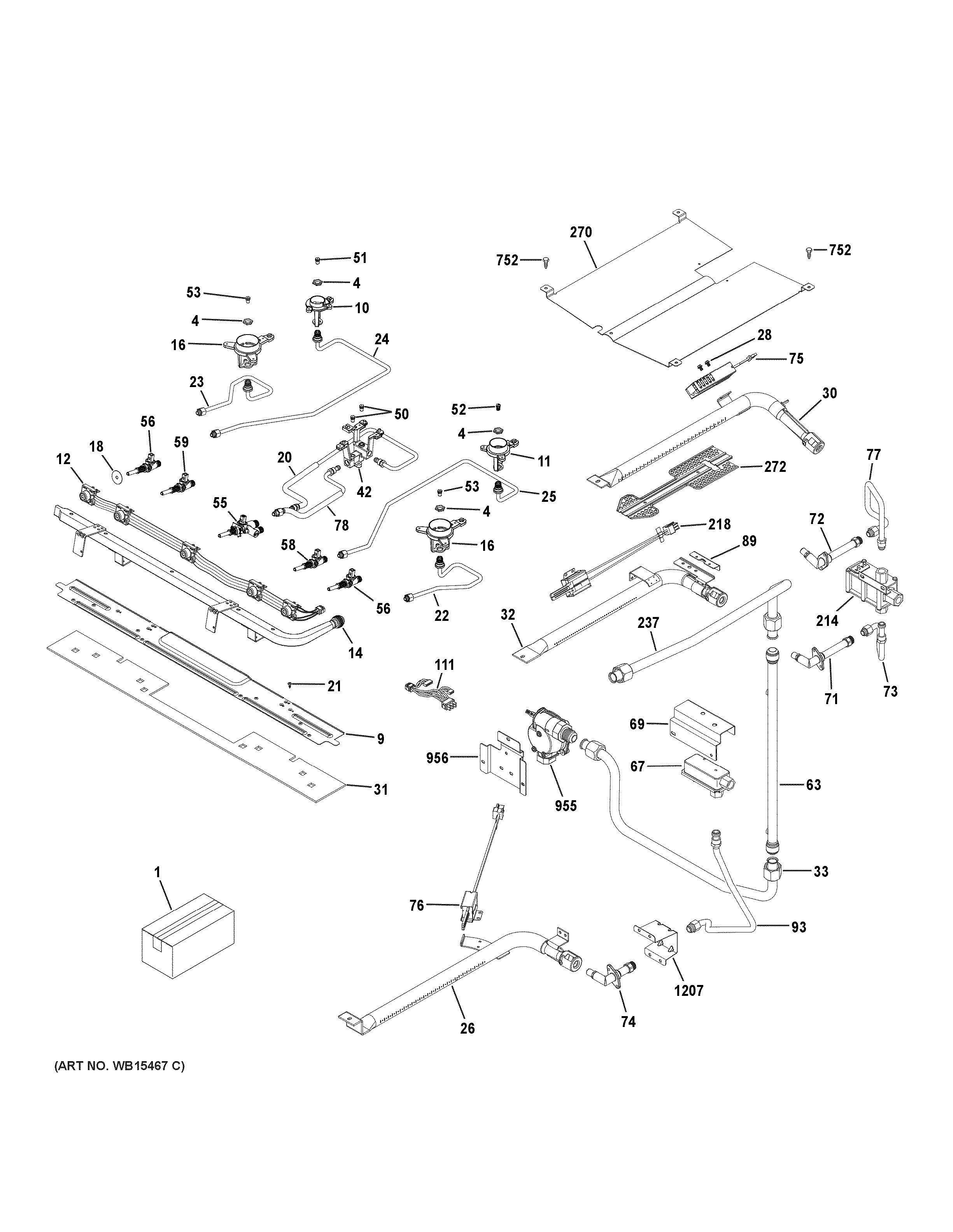 Assembly View for GAS & BURNER PARTS | PGB960EEJ4ES