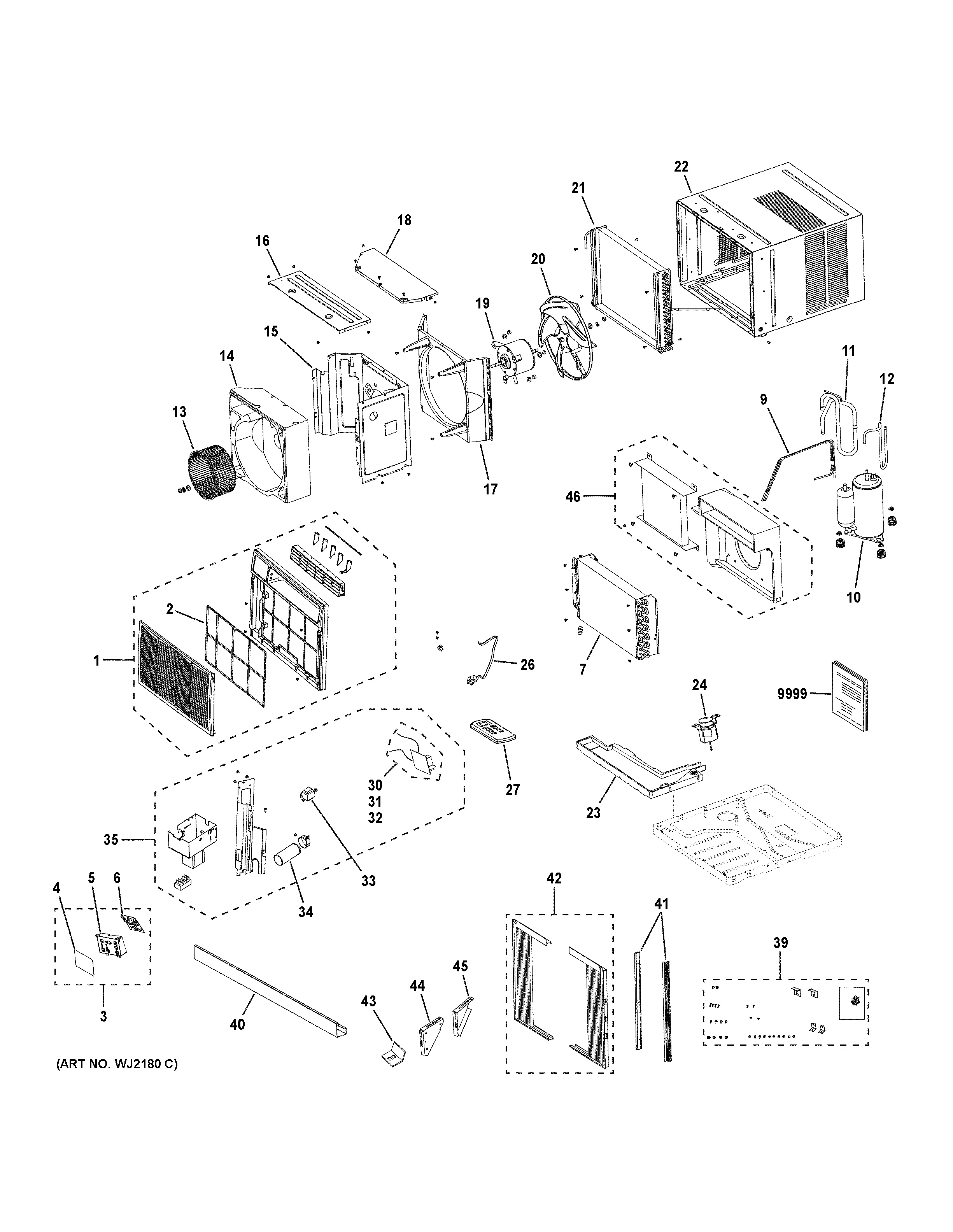 Assembly View for ROOM AIR CONDITIONER | AHE18DXL1