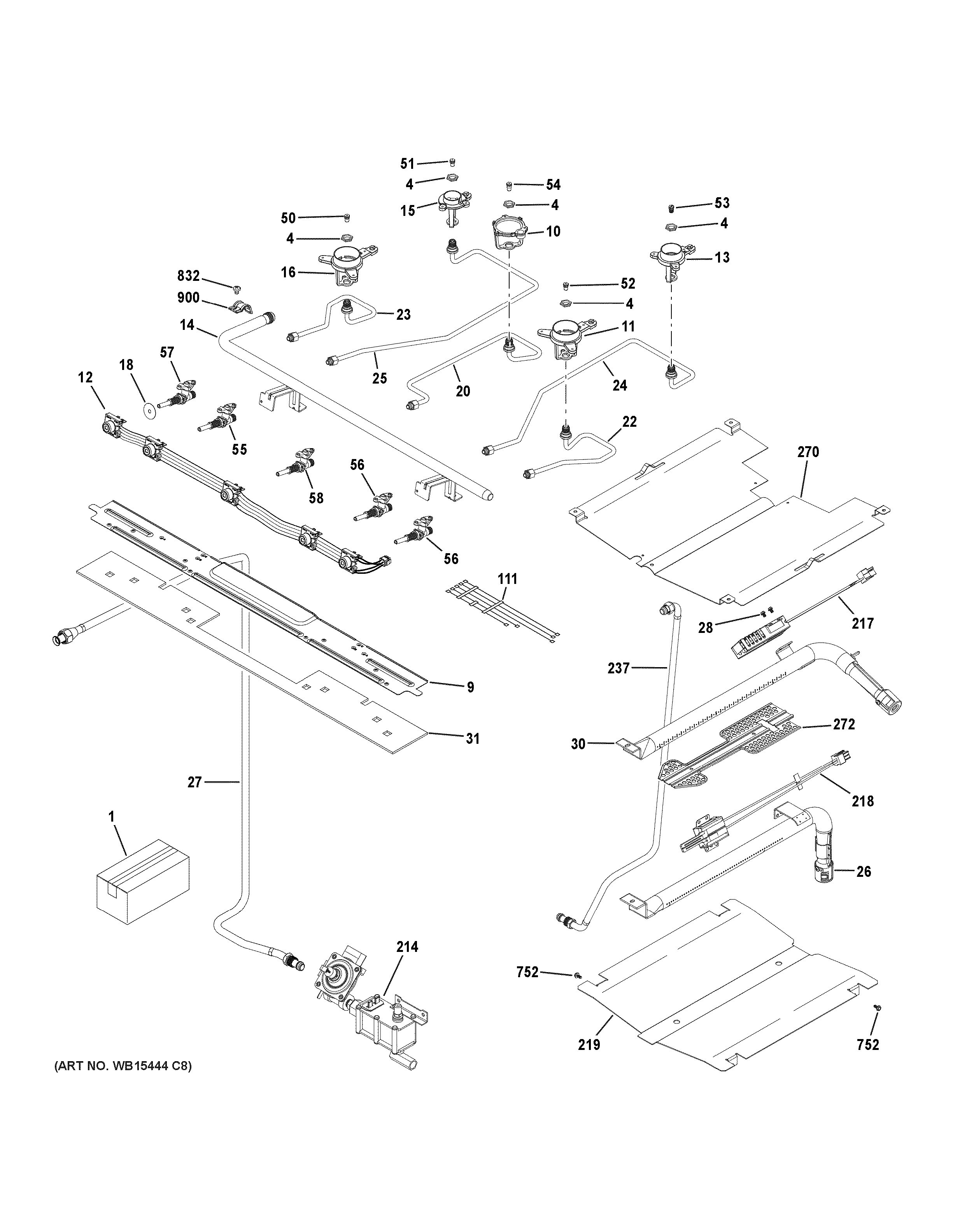 Assembly View for GAS & BURNER PARTS JGB700SEJ4SS