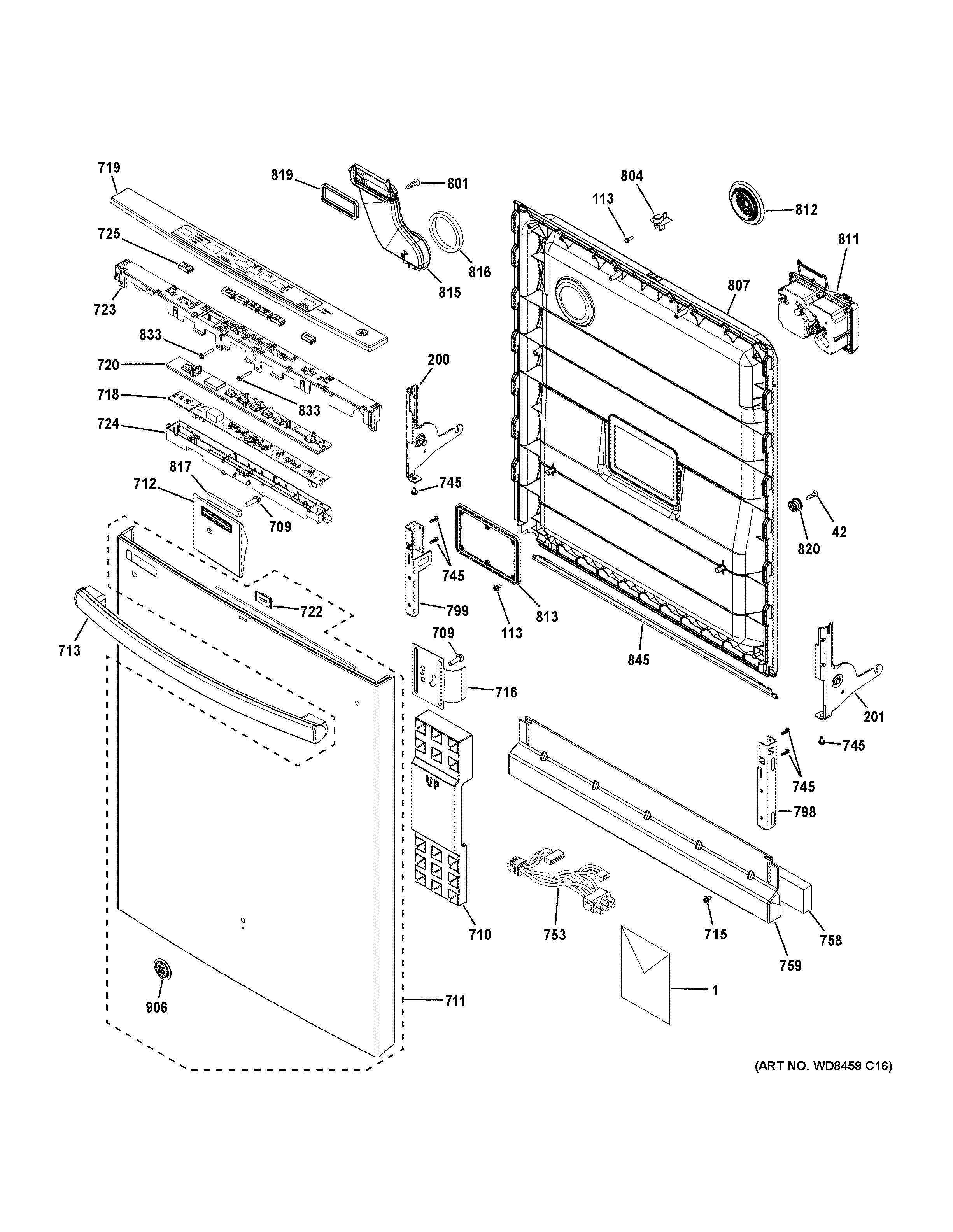 Assembly View for ESCUTCHEON & DOOR ASSEMBLY GDT545PSJ2SS
