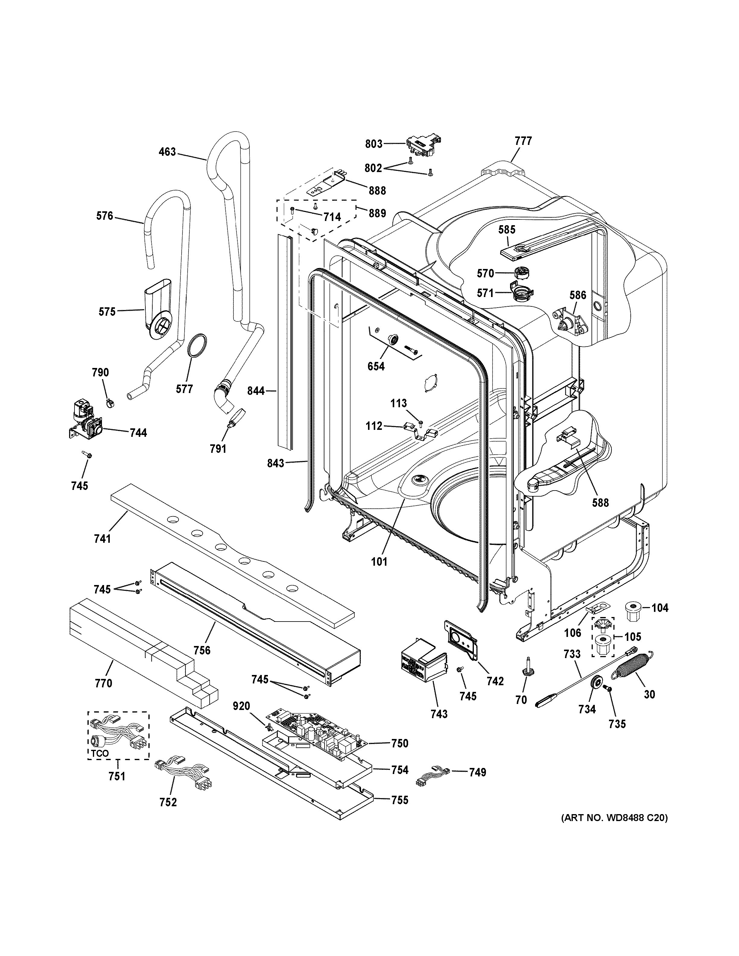 Assembly View for BODY PARTS GDT545PSJ2SS