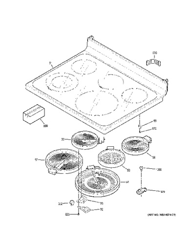 GE JB640DIR5BB Glass Cooktop Assembly - Genuine OEM