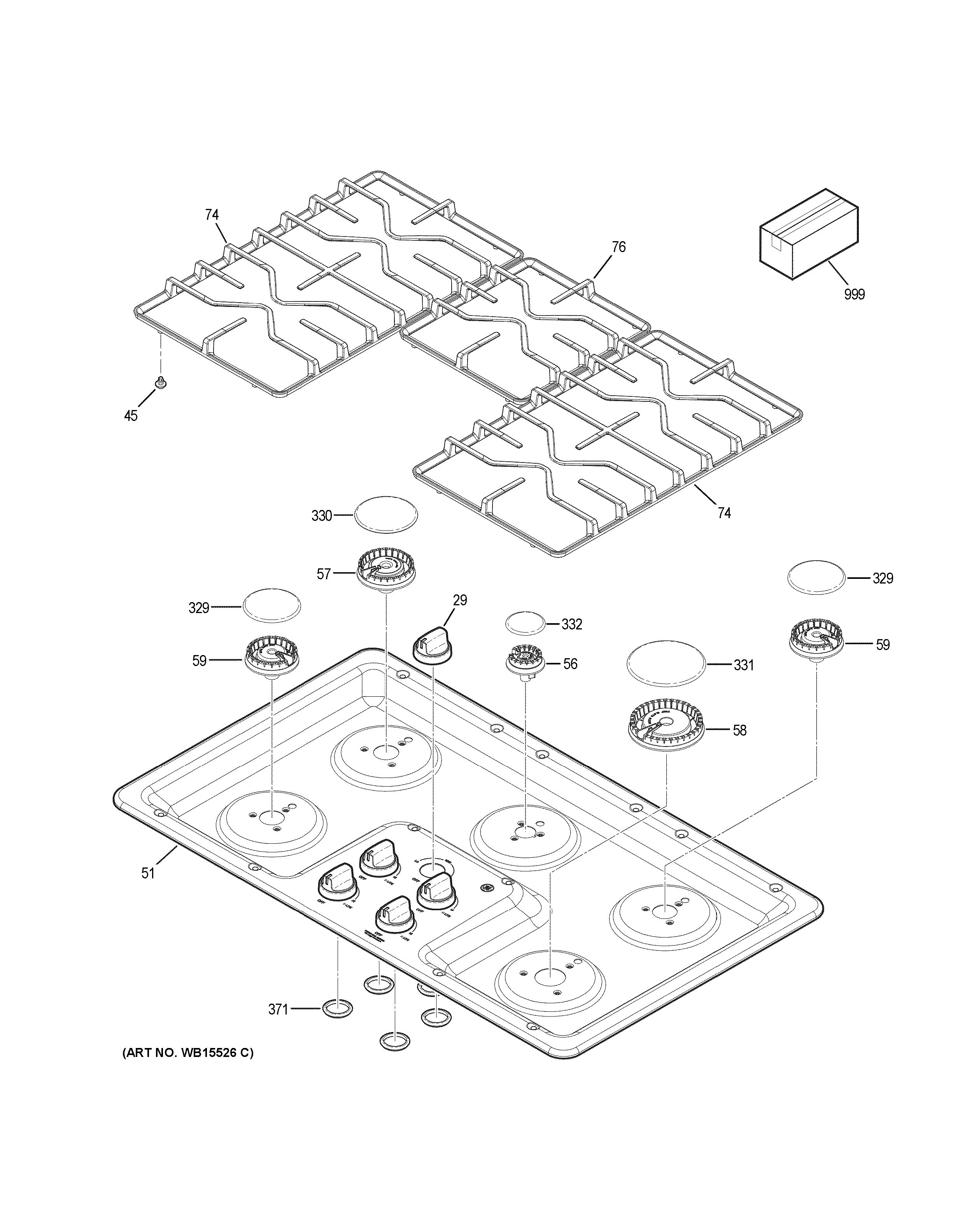 Assembly View for CONTROL PANEL & COOKTOP JGP3036SL1SS