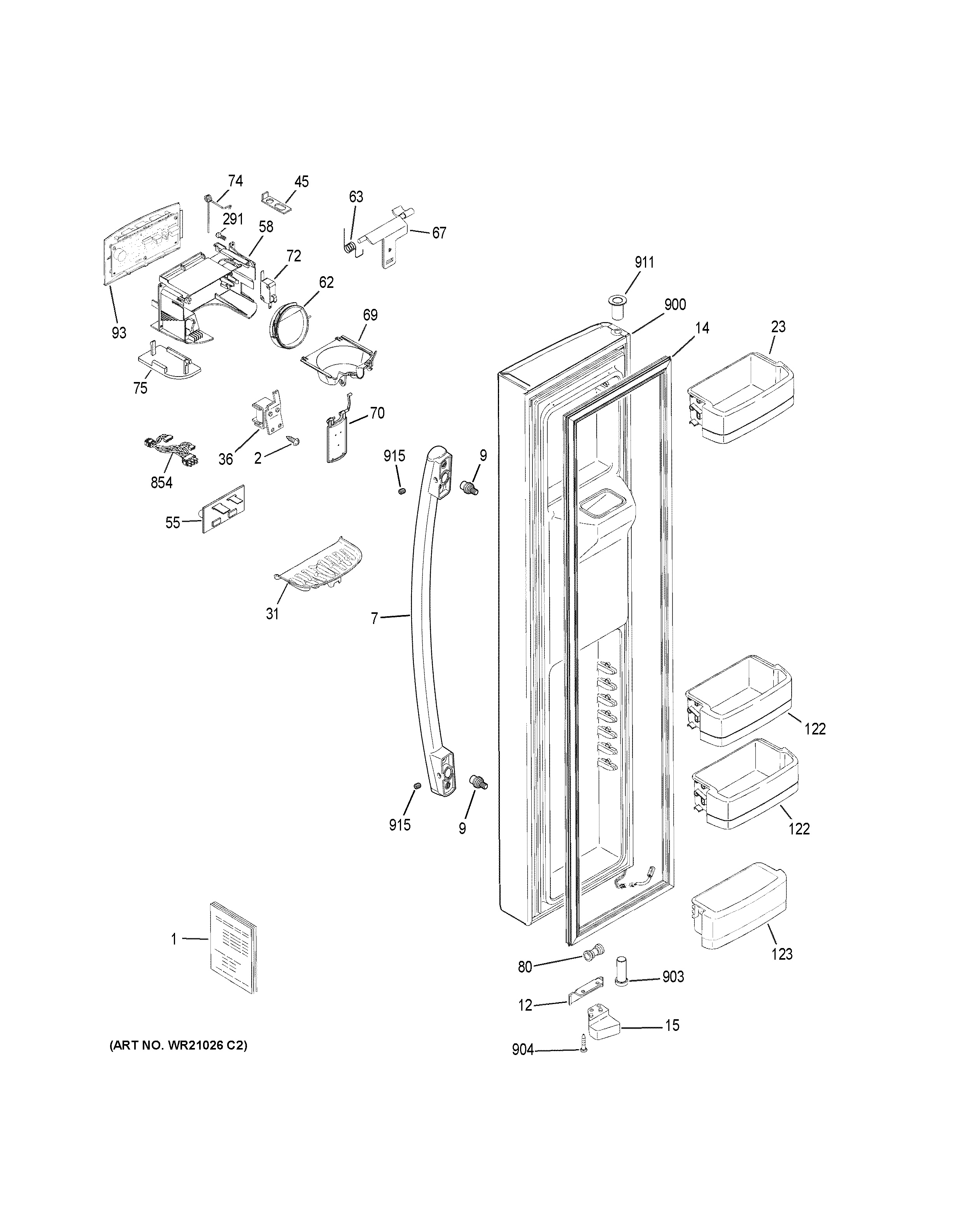 Assembly View for FREEZER DOOR DSE25JSHECSS