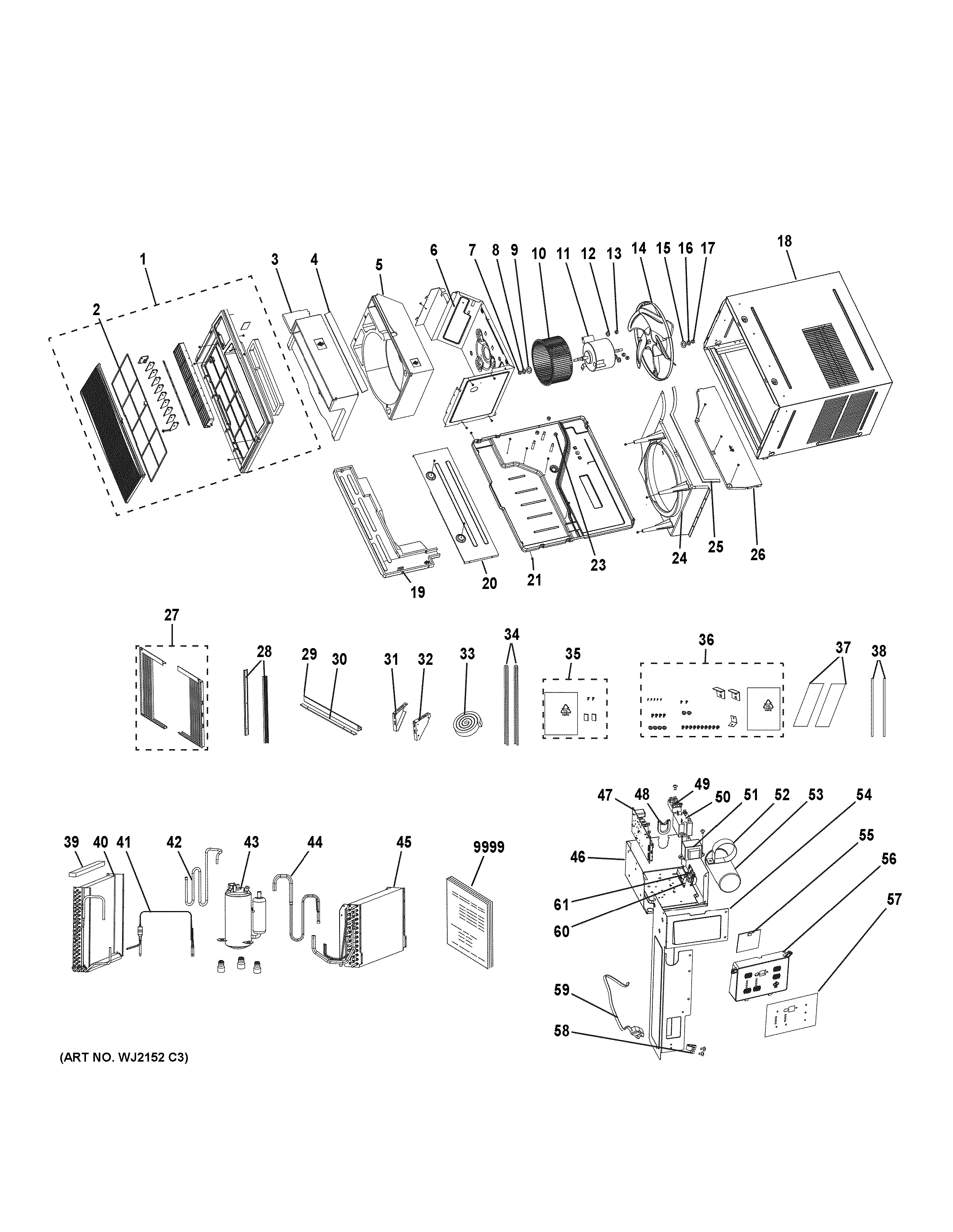 Assembly View for ROOM AIR CONDITIONER | AEL24DVL1