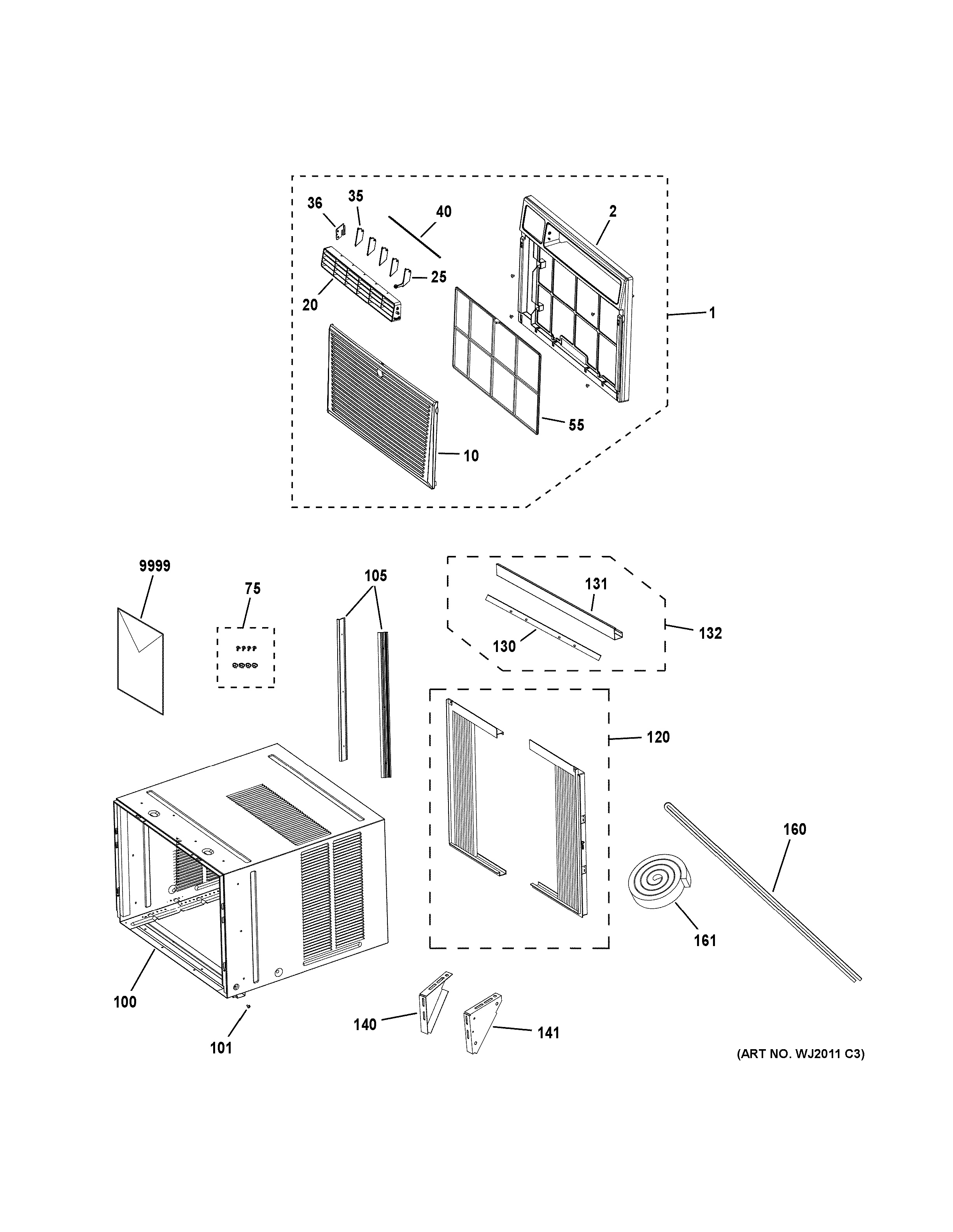 Assembly View For GRILLE & CHASSIS PARTS | AEH25DPL1