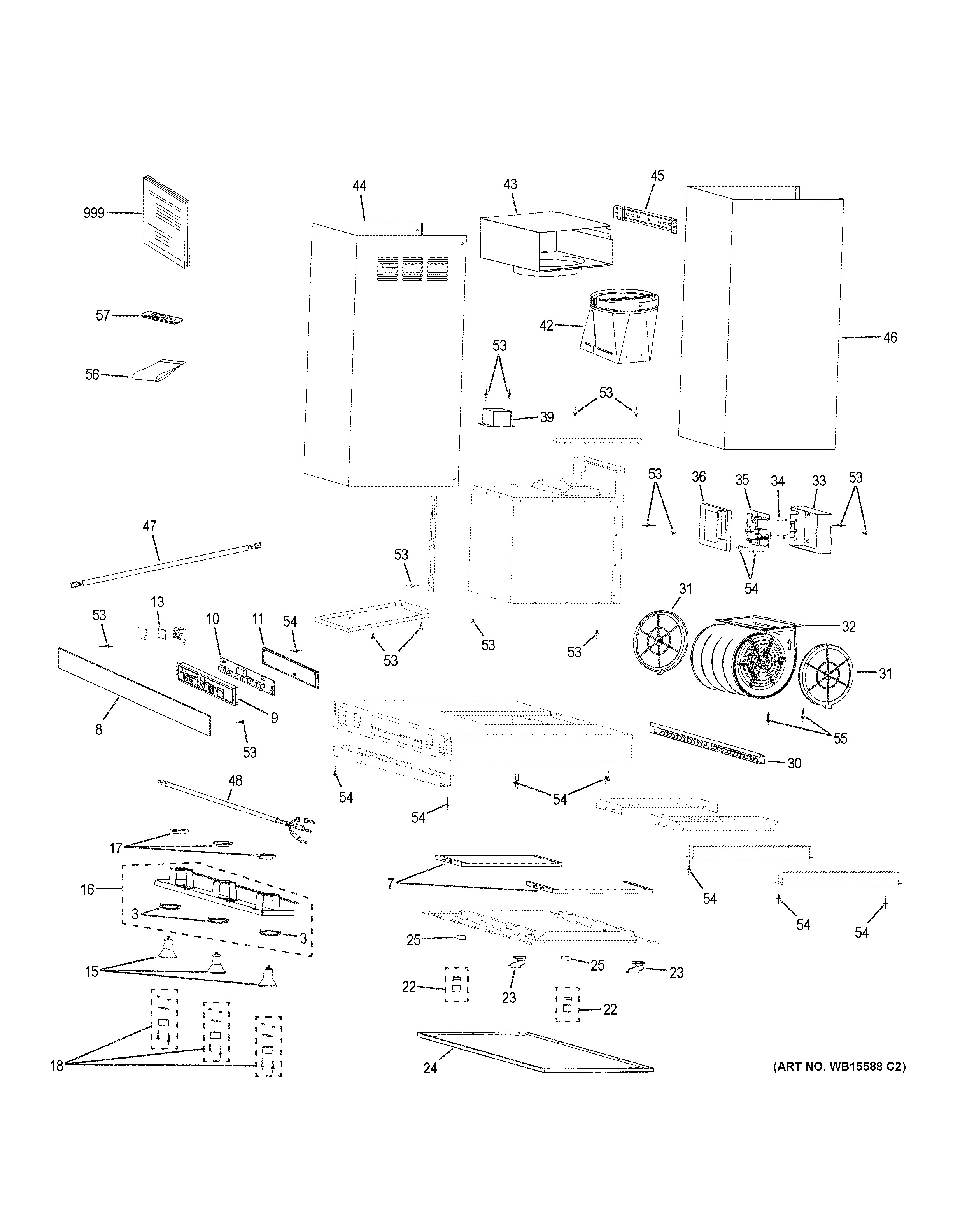 Assembly View for RANGE HOOD UVW9301SL1SS
