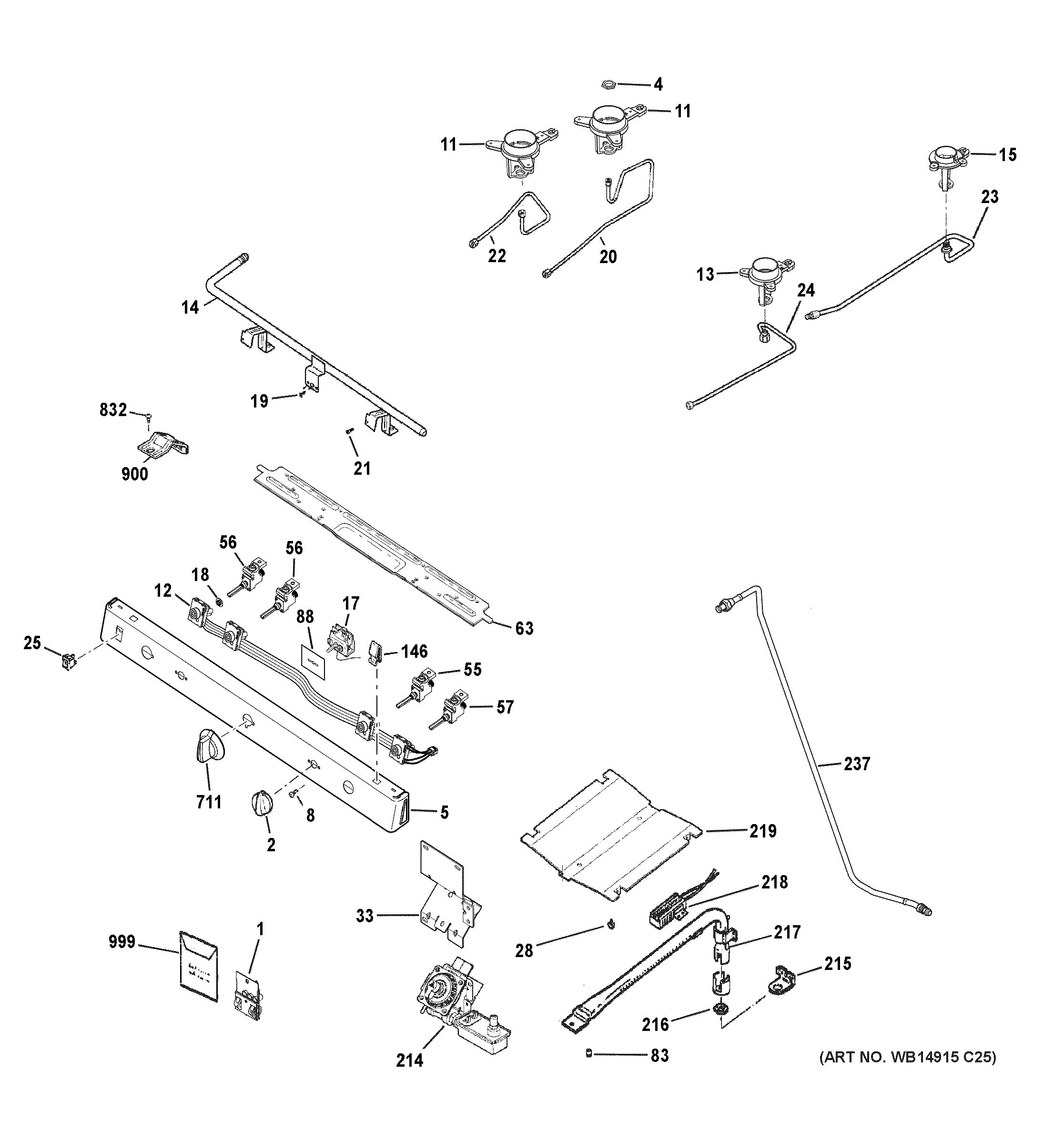 Assembly View for GAS & BURNER PARTS | JGBS10DEM1WW