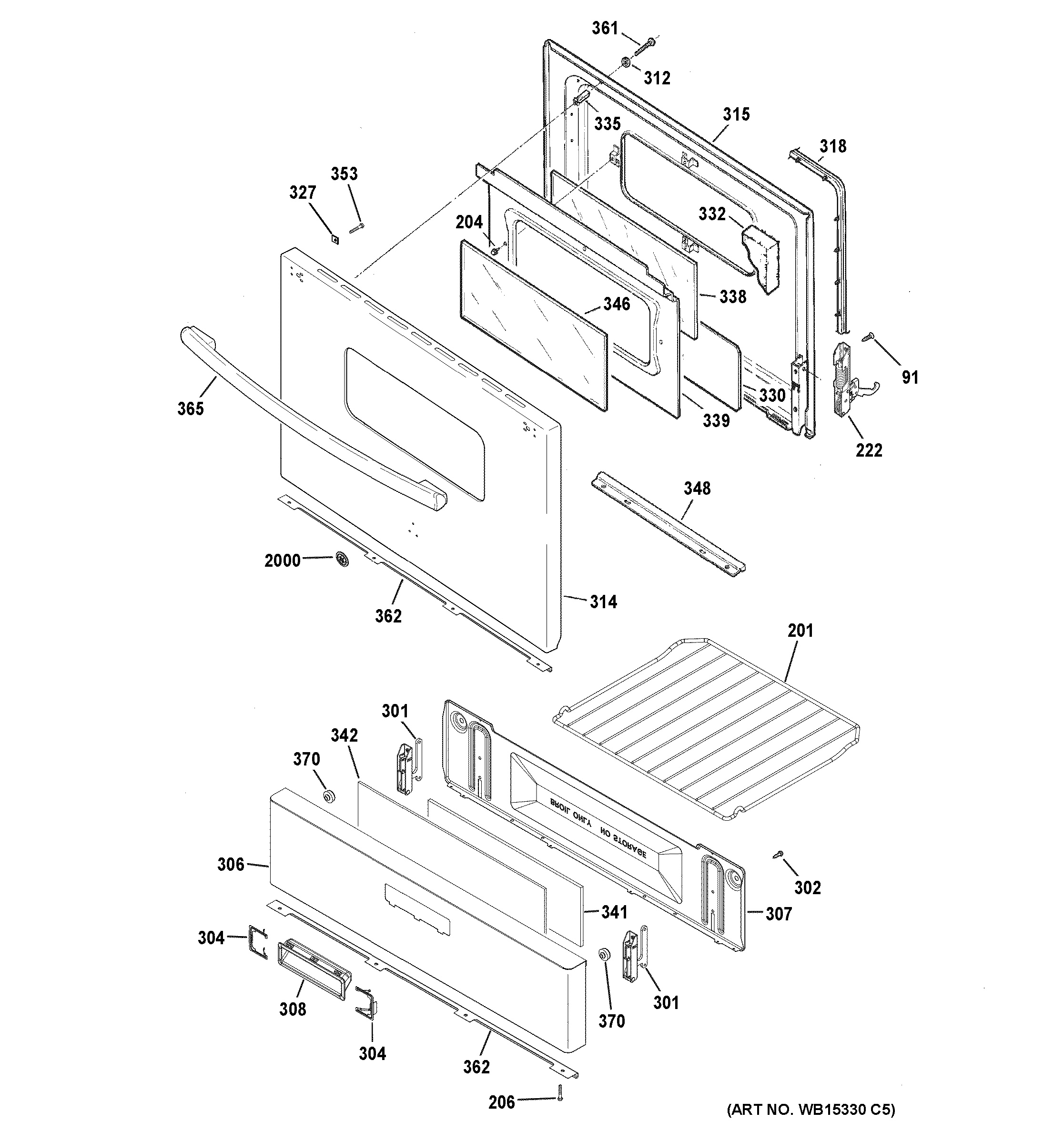 Assembly View for DOOR & DRAWER PARTS | JGBS10DEM1WW