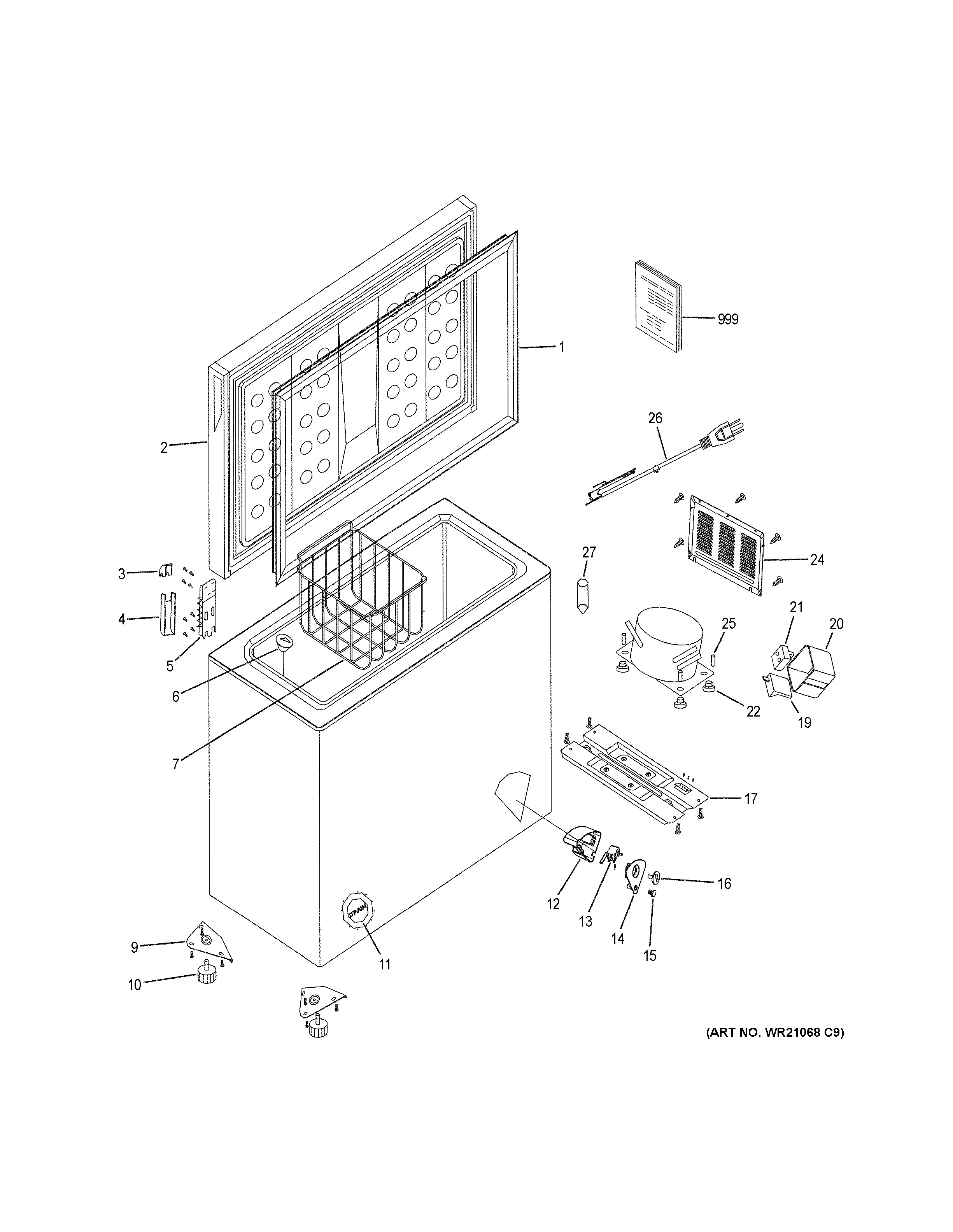 Assembly View for FREEZER PARTS FCM7CKACD
