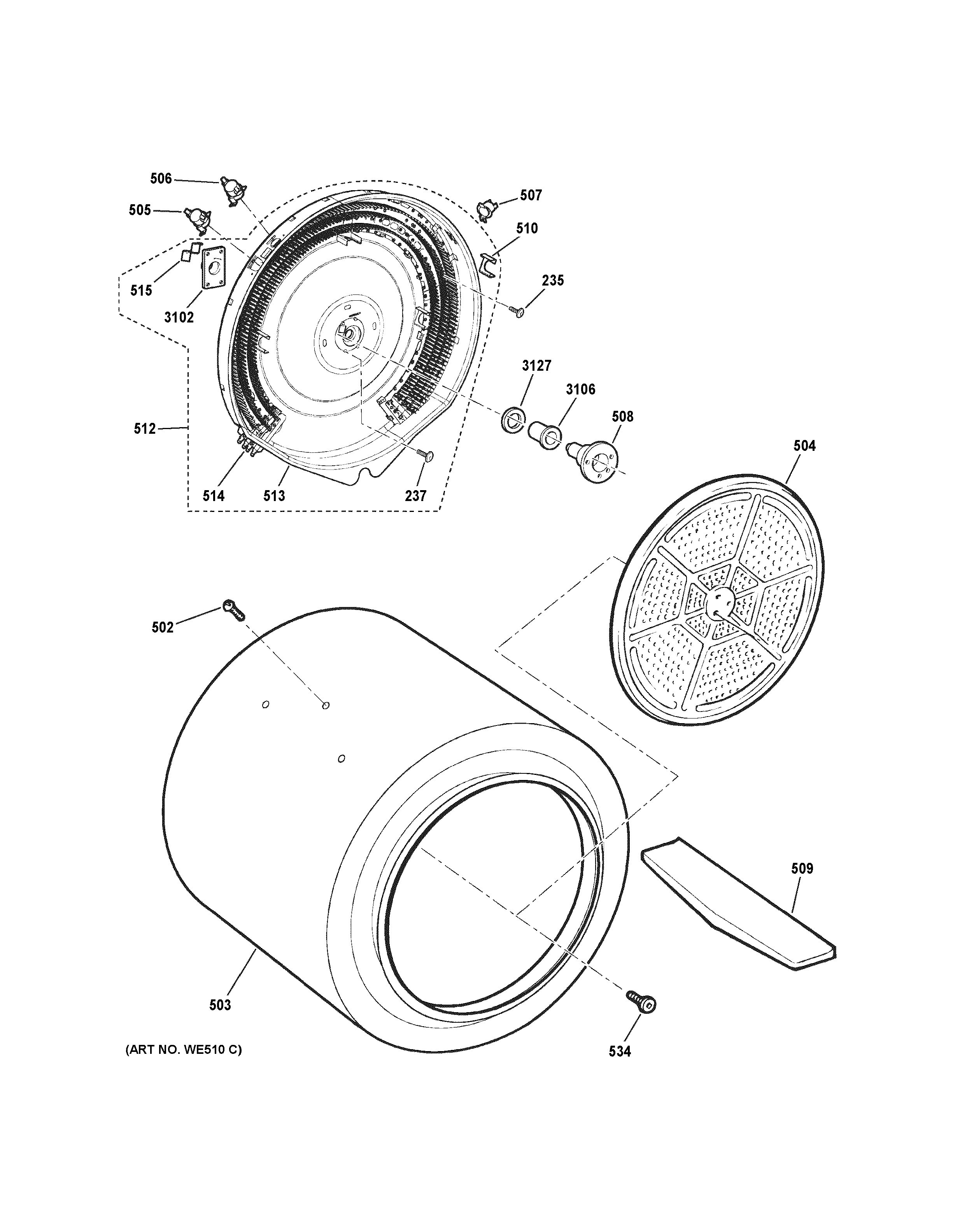 Assembly View for DRUM | GTDP490ED2WS