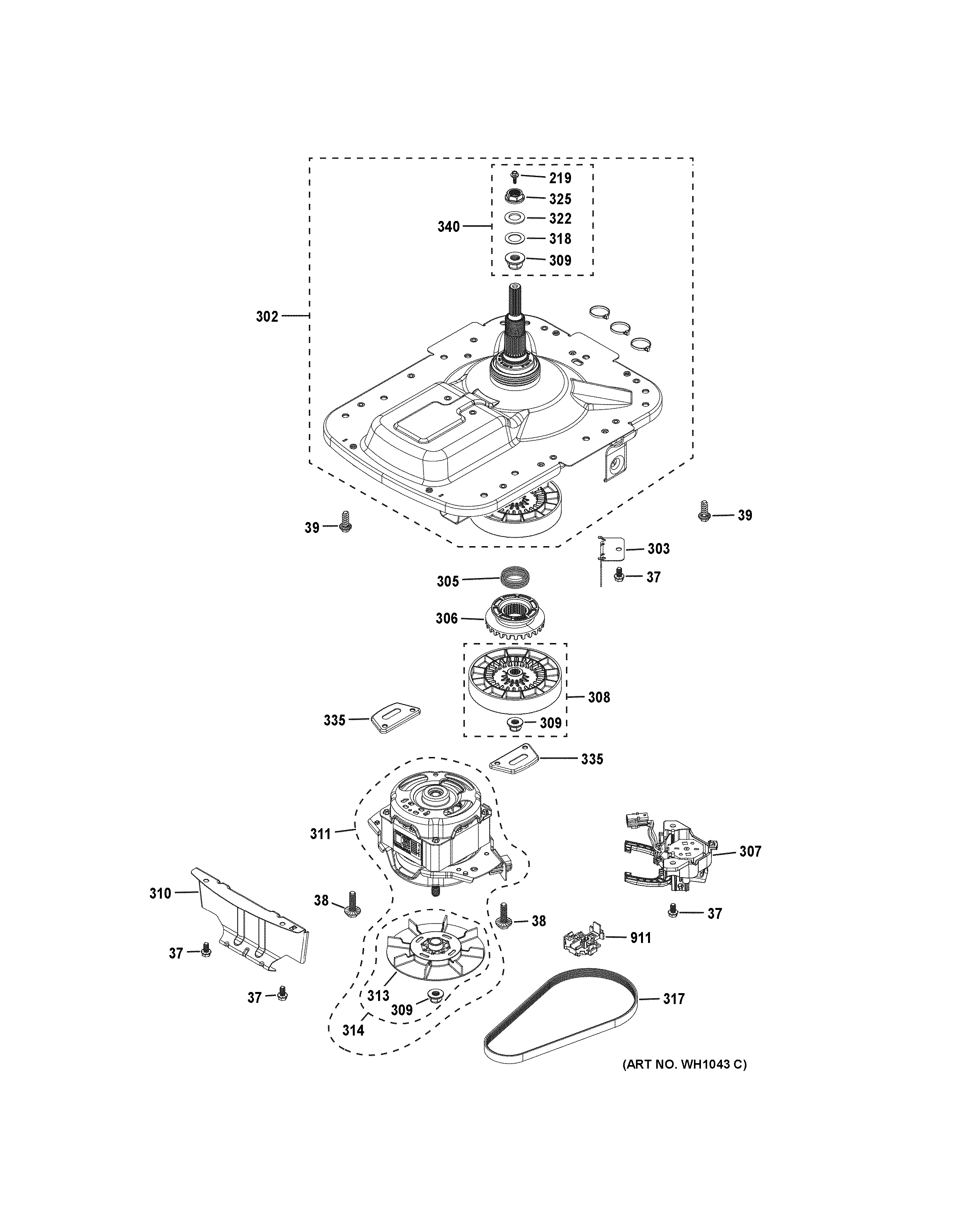 Assembly View for MOTOR & DRIVE ASSEMBLY GUD27ESSM1WW