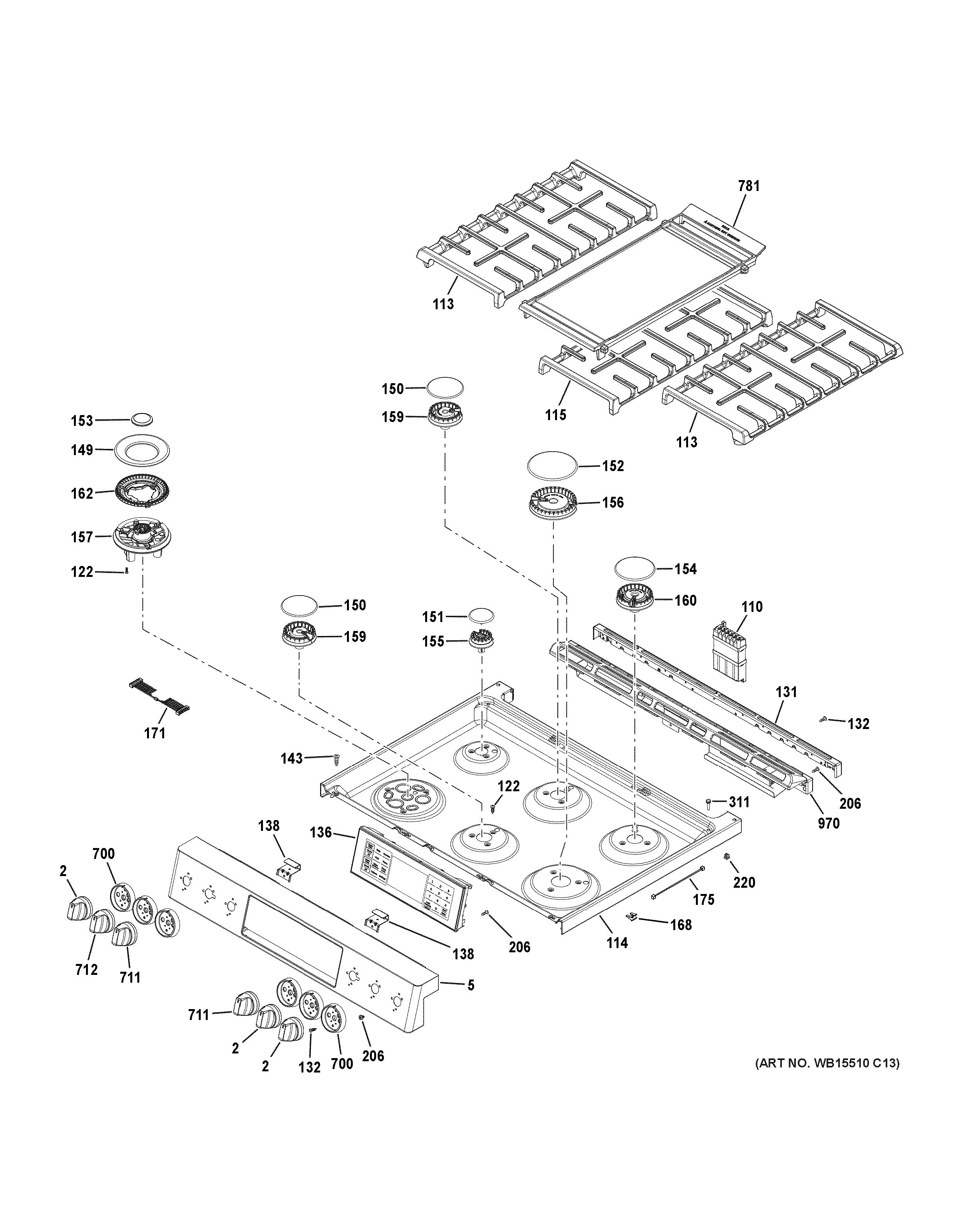 Assembly View for CONTROL PANEL & COOKTOP | C2S986SEL2SS