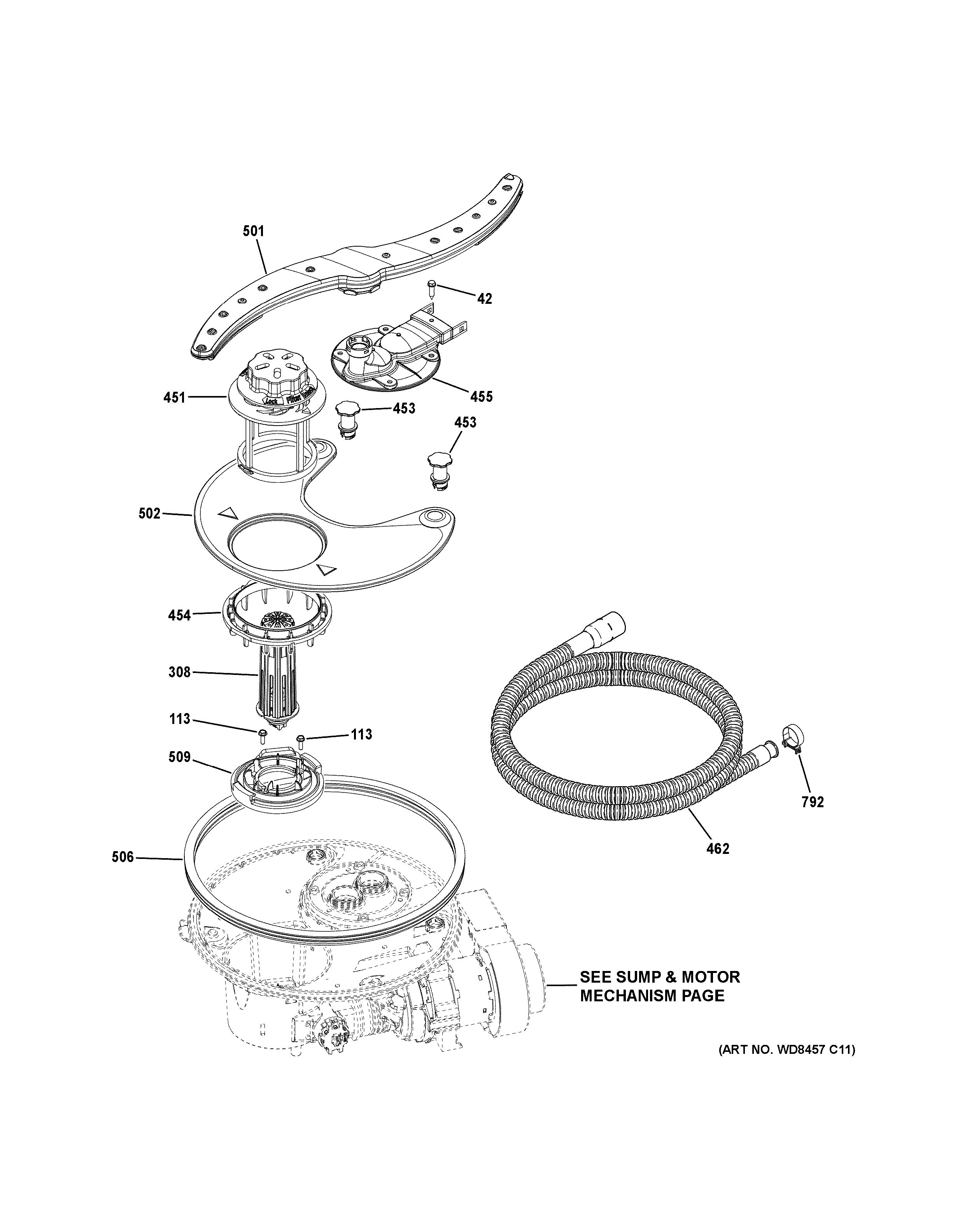Assembly View for SUMP & FILTER ASSEMBLY GDT580SMF2ES
