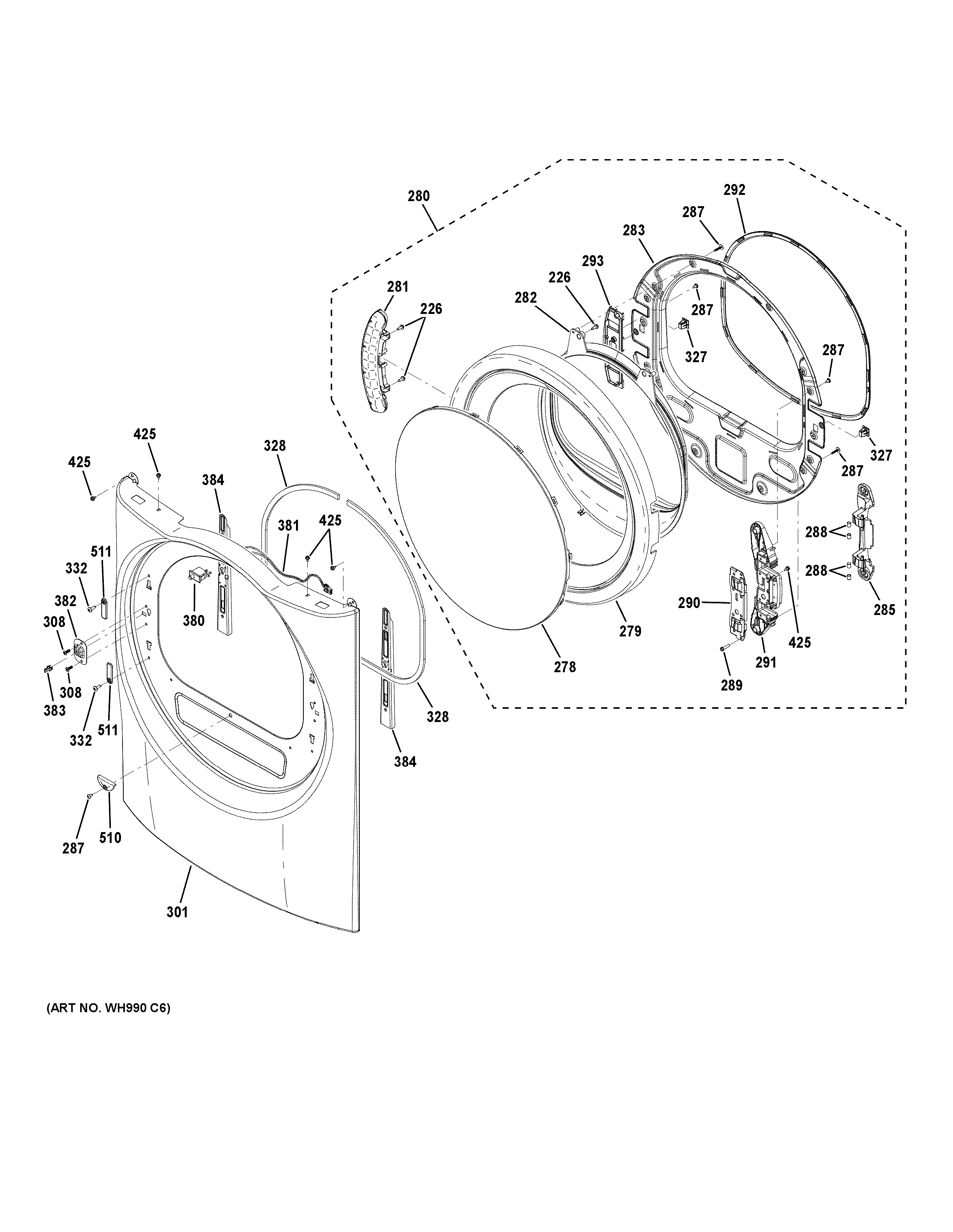 Assembly View for FRONT PANEL & DOOR | GFD49ERSK0WW