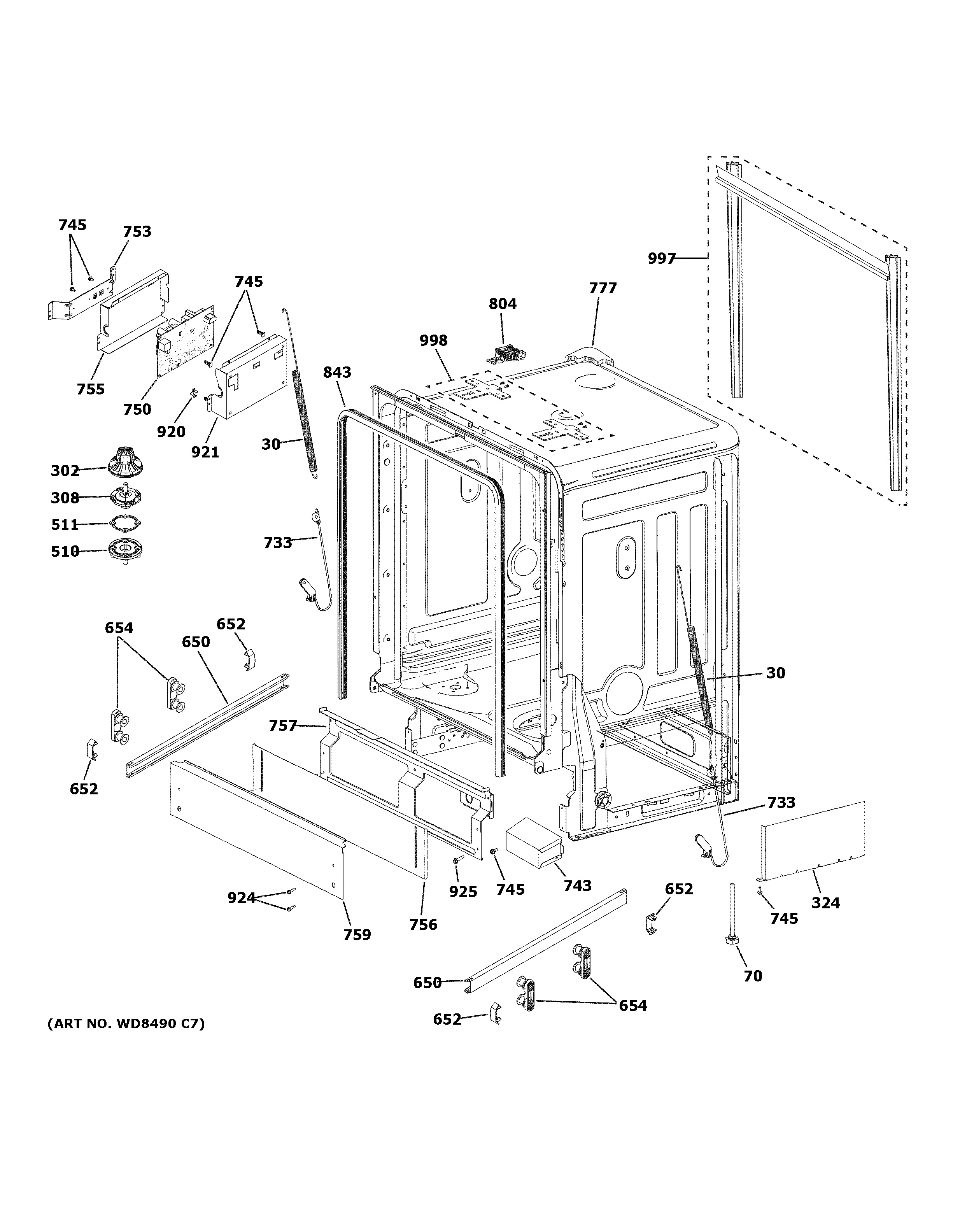 Assembly View for BODY PARTS | GDT225SSL0SS