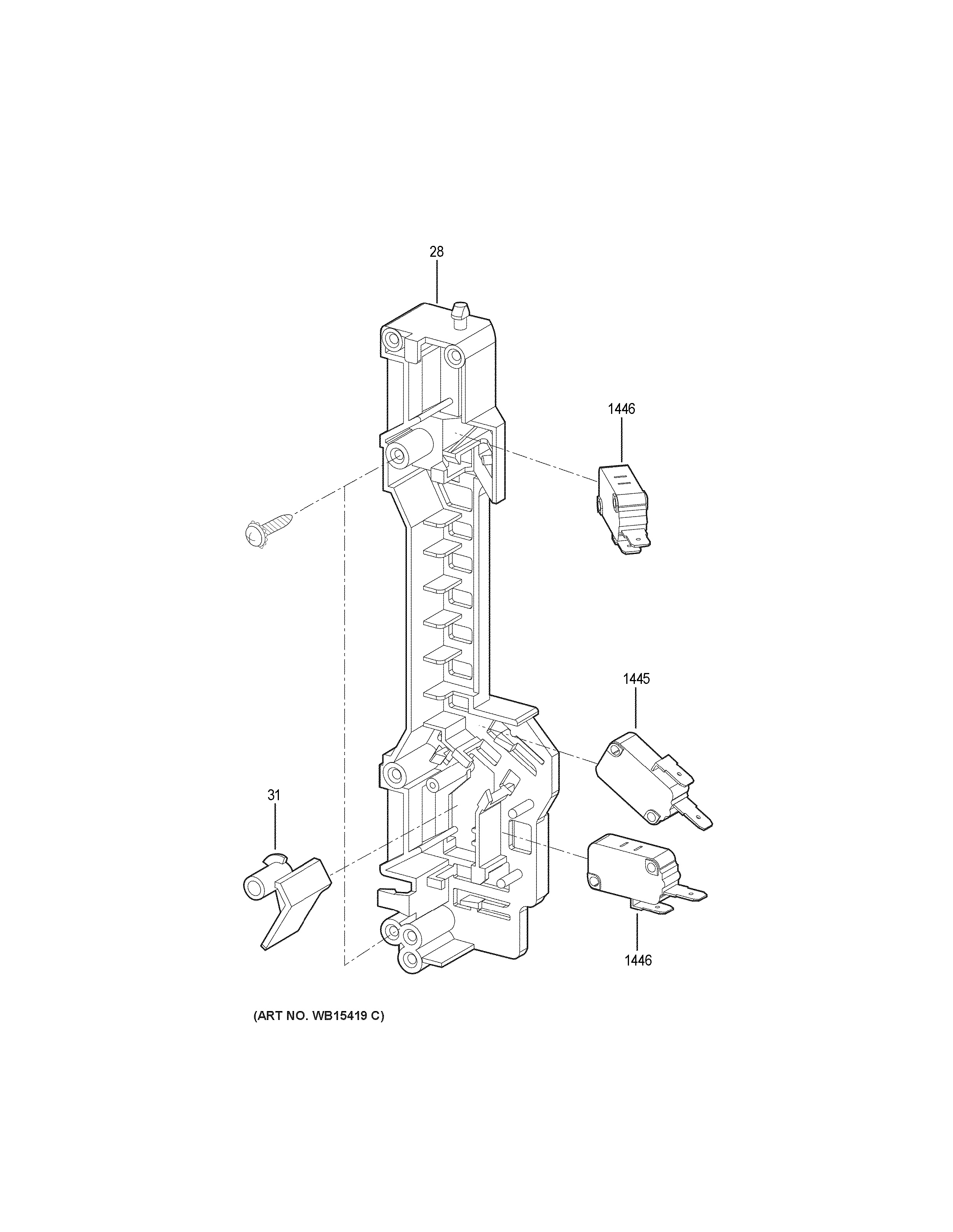 Assembly View for LATCH BOARD PARTS JVM3162DJ2BB