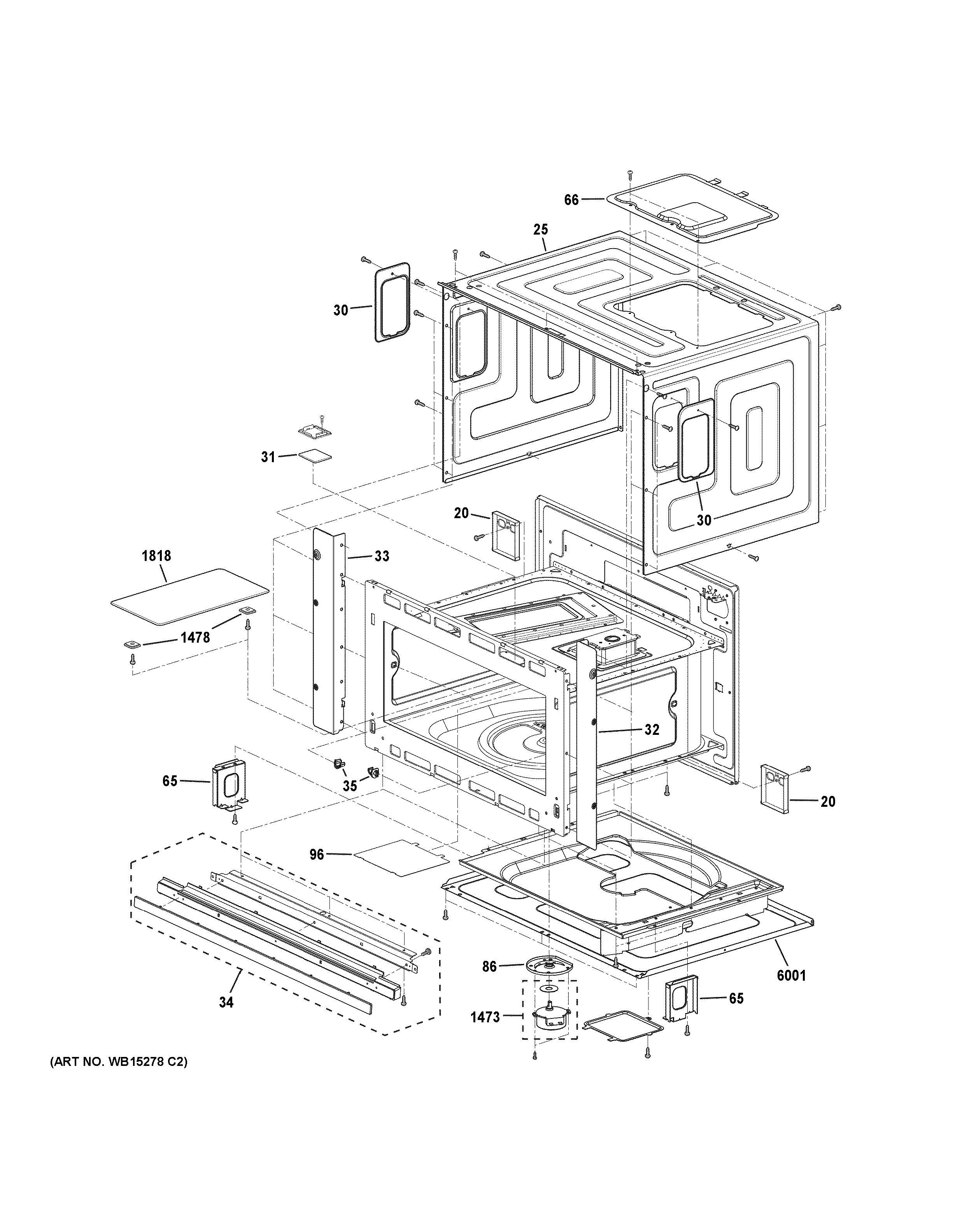 Assembly View for OVEN CAVITY PARTS PSB9240BL3TS