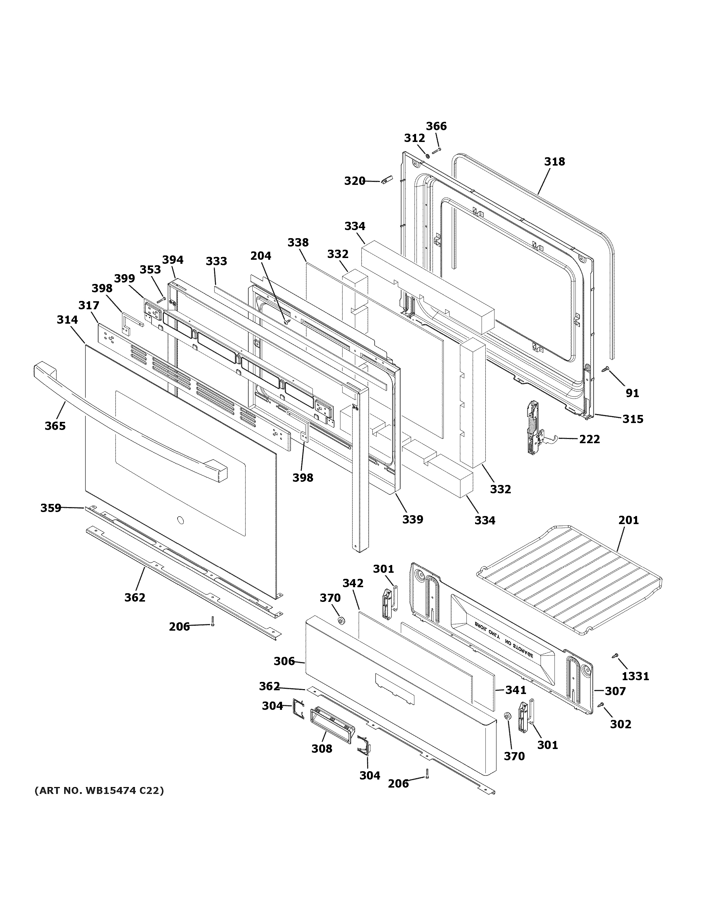 Assembly View for DOOR & DRAWER PARTS | JGBS30DEK4WW