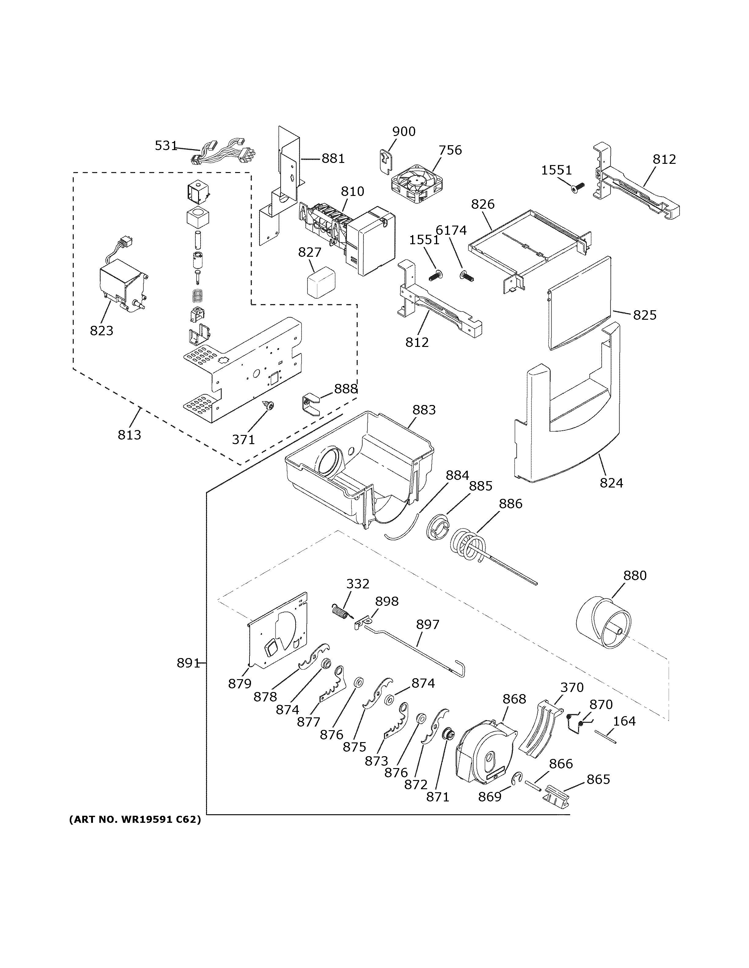 Assembly View for ICE MAKER & DISPENSER ZISS480DNBSS