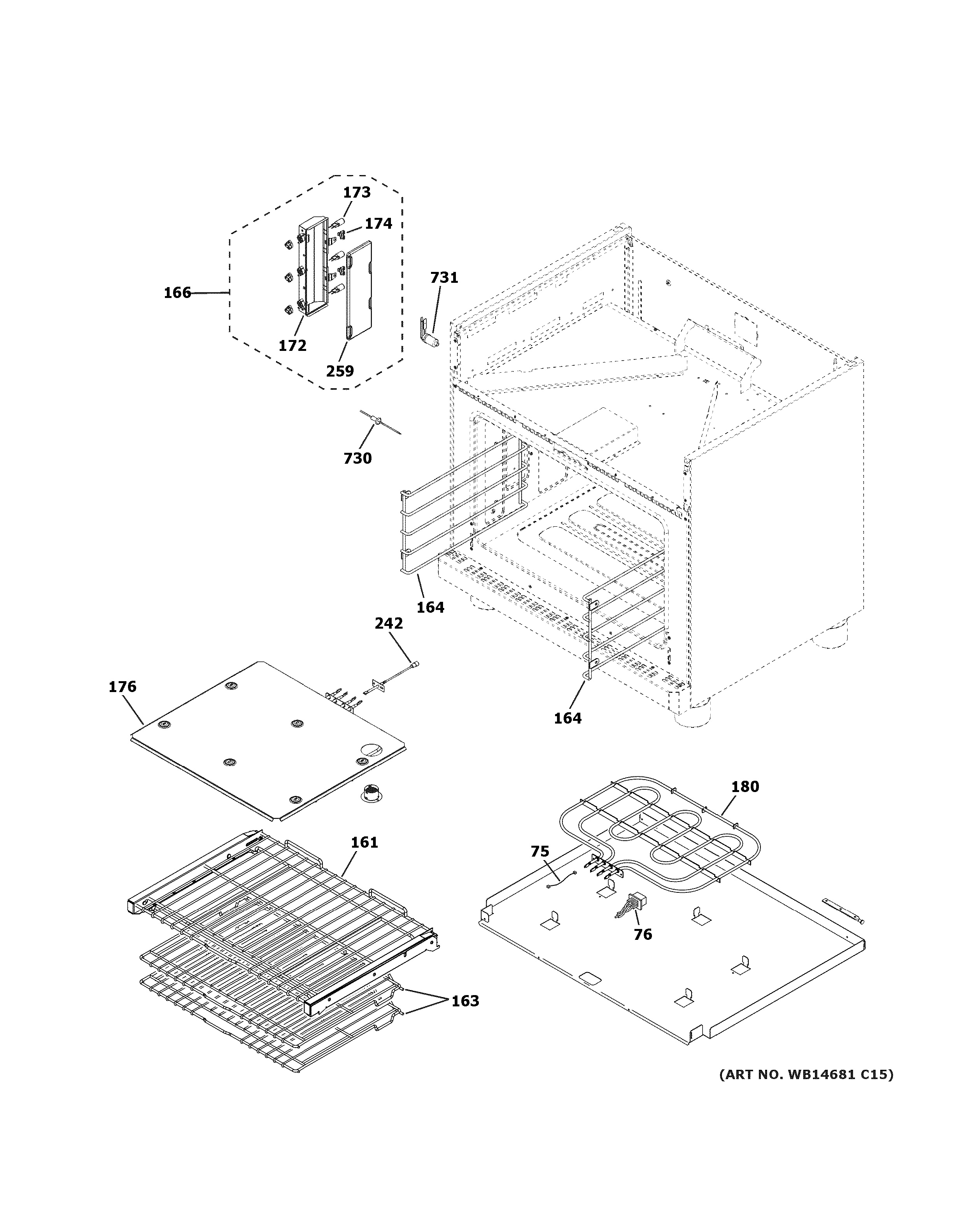 Assembly View for OVEN CAVITY PARTS C2Y366P3M1D1