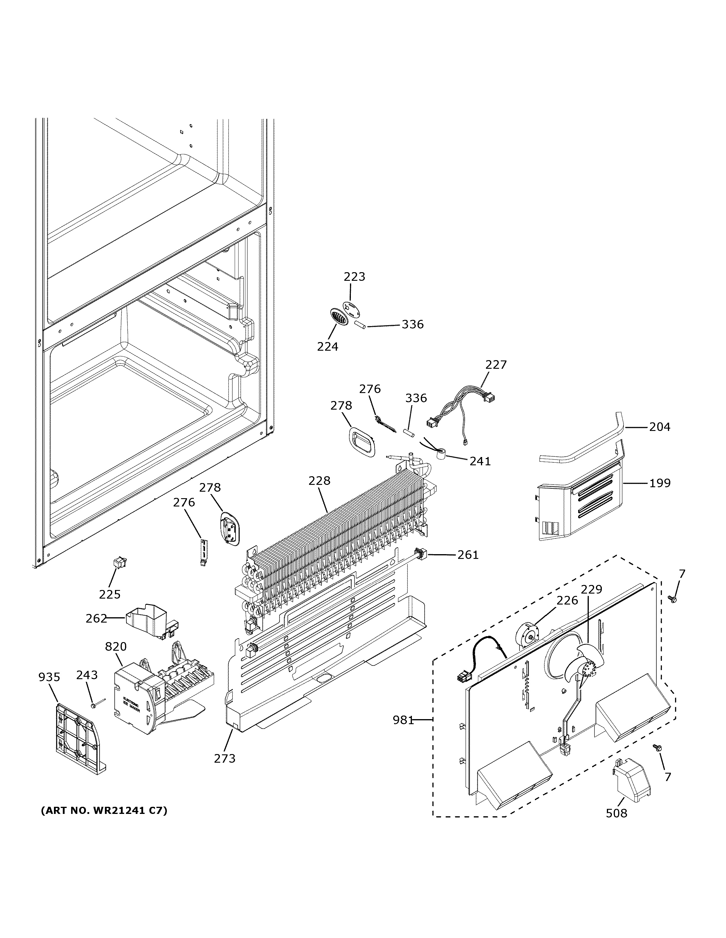 Assembly View for FREEZER SECTION GNE27JMMAFES