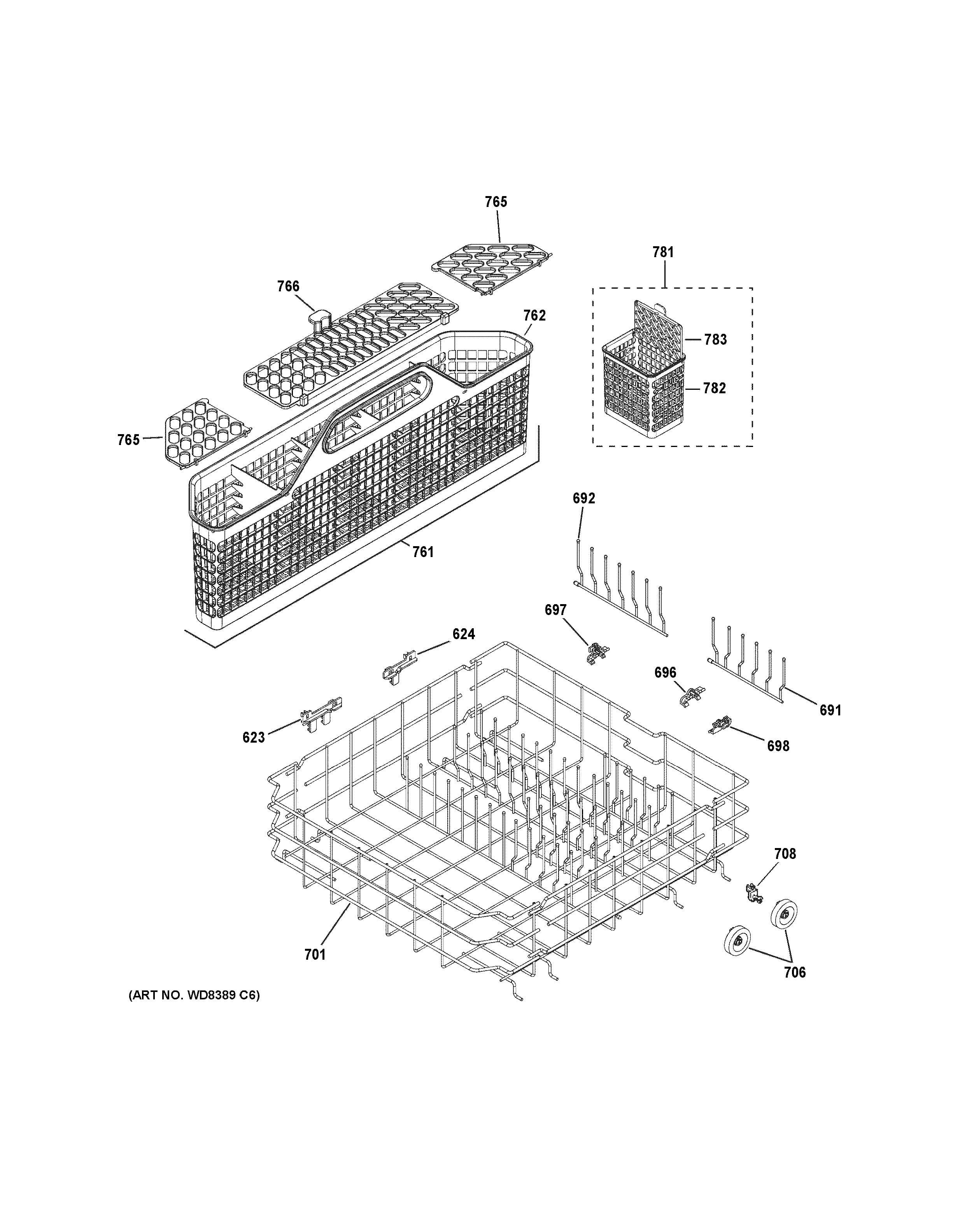 Assembly View for LOWER RACK ASSEMBLY | GDWT368V55SS