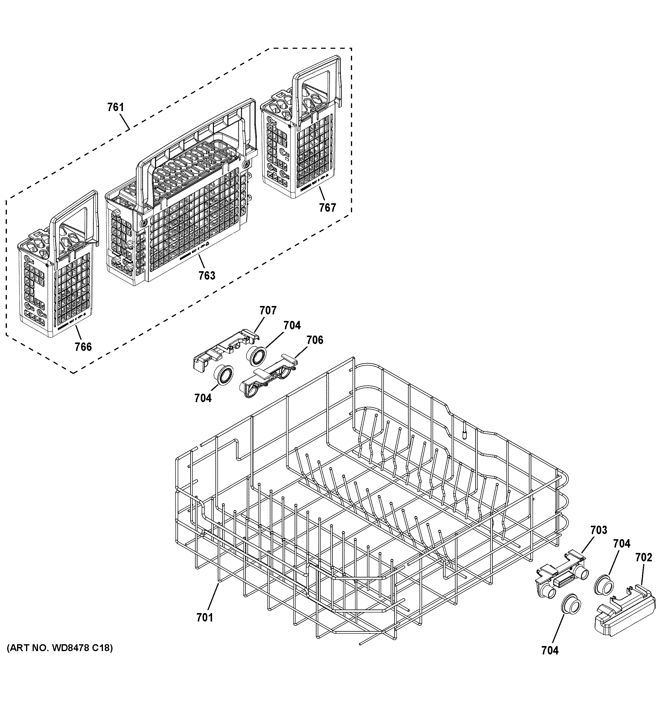 Assembly View for LOWER RACK ASSEMBLY | GDF570SSJ5SS