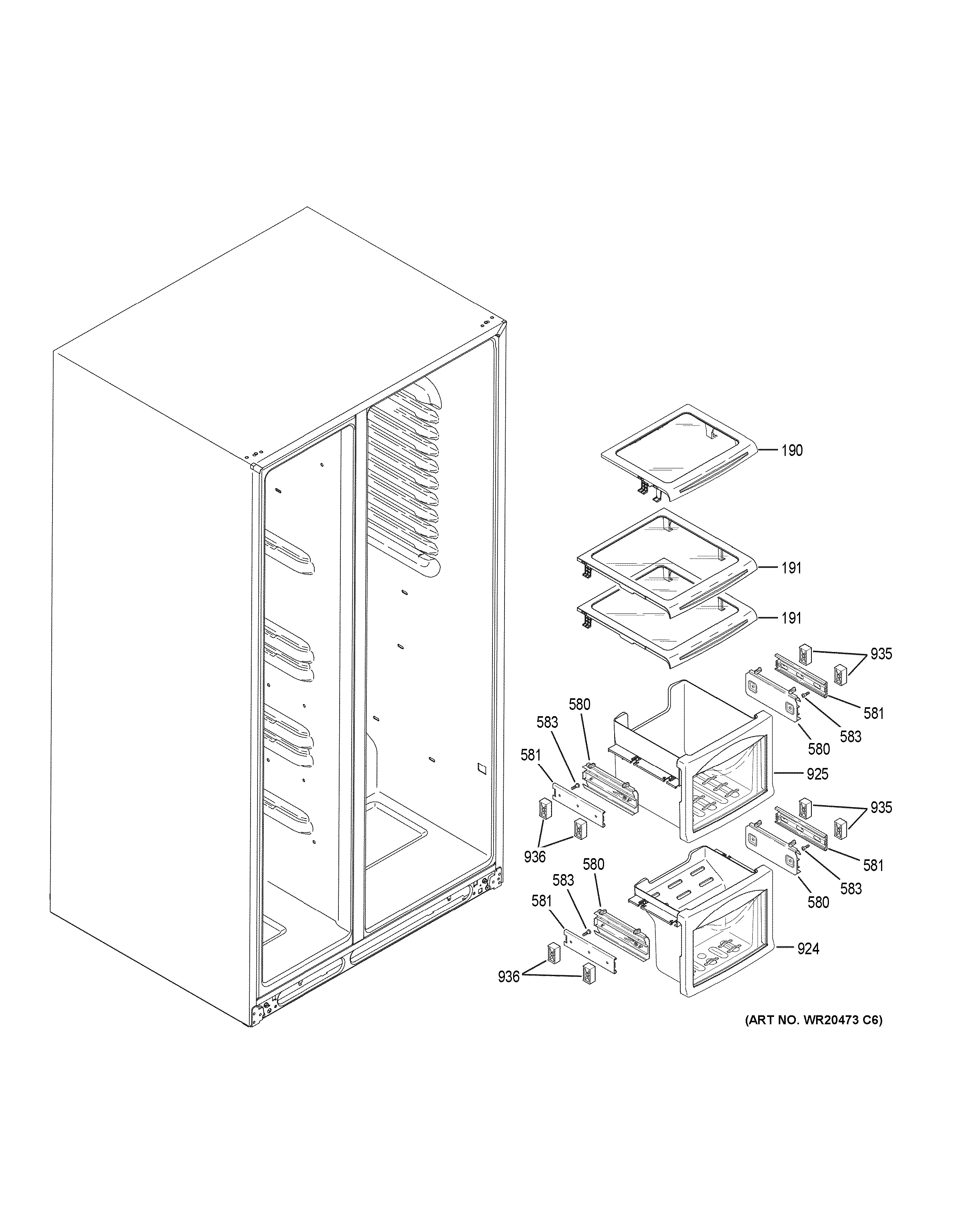 Assembly View for FREEZER SHELVES PZS22MYKBHFS
